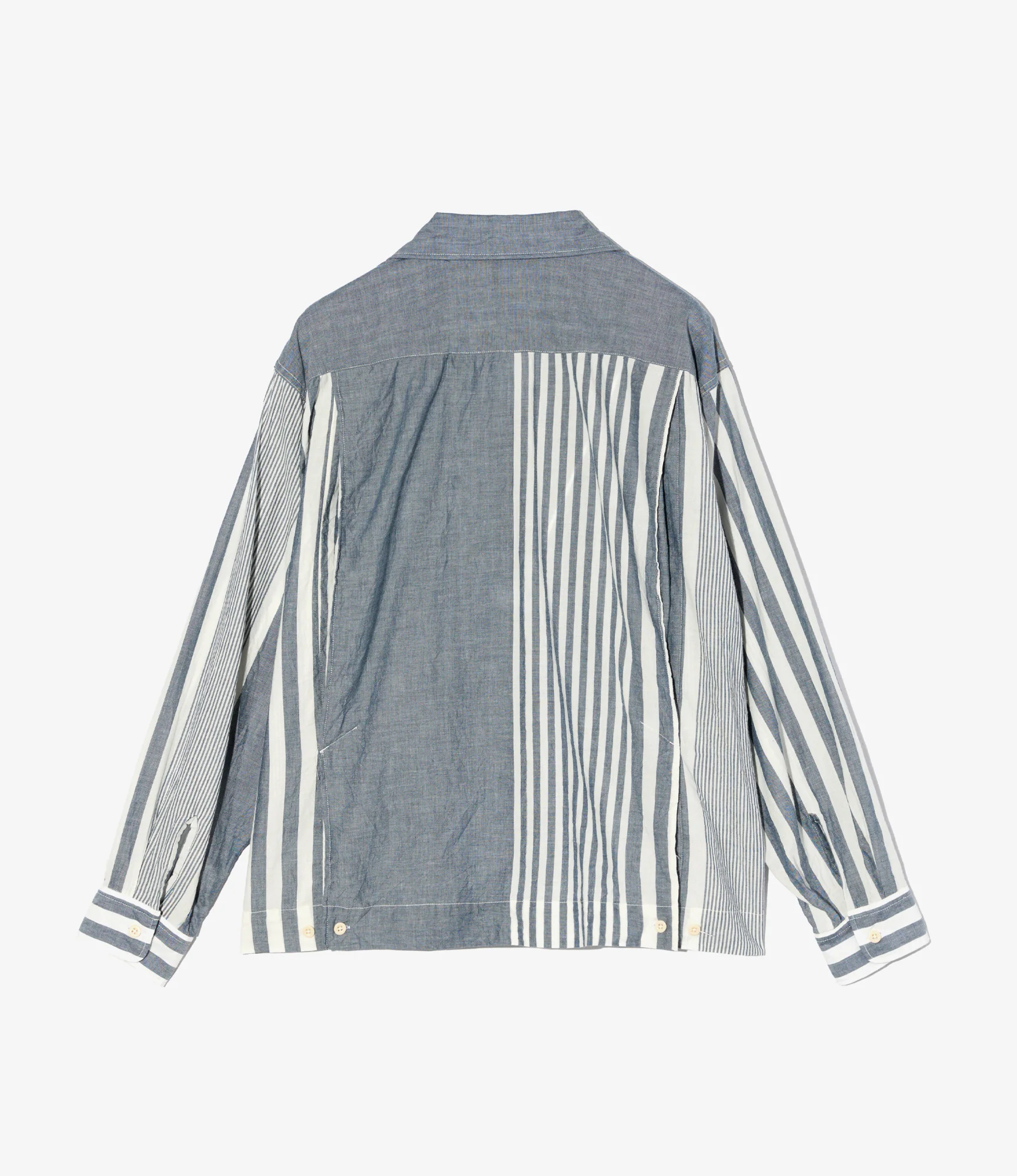 Bowling Shirt – Blue/White Striped Chambray - Image 2