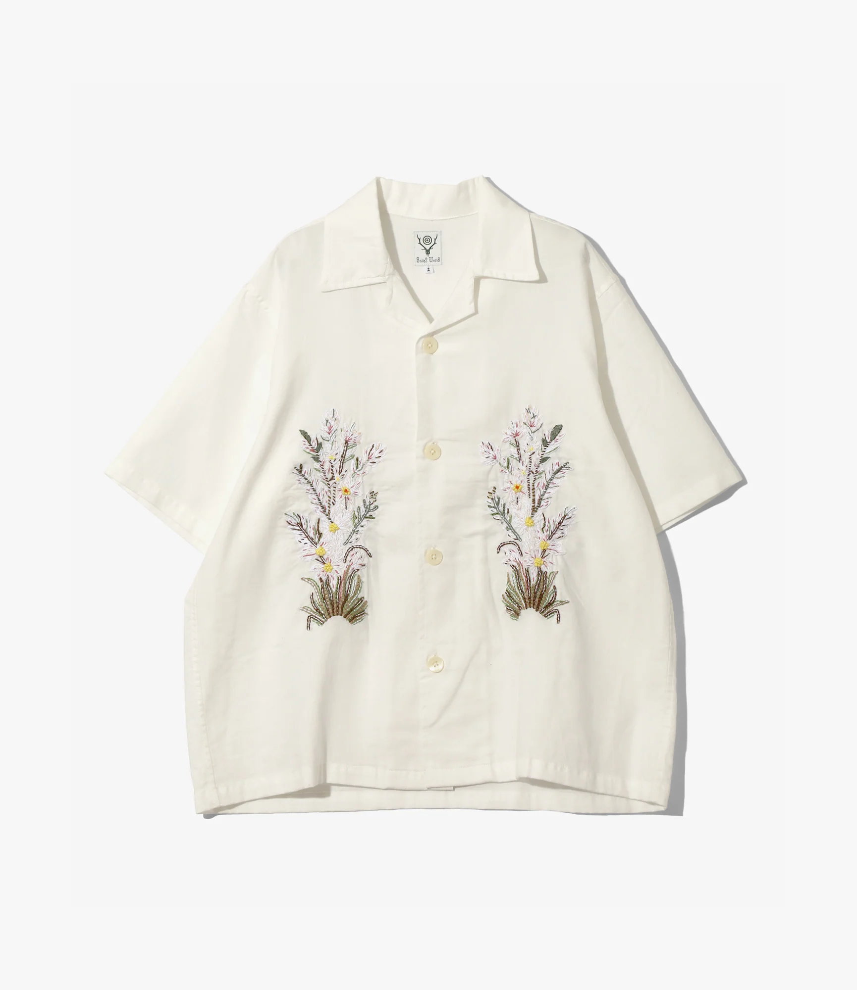 Cabana Shirt – White Flower Embroidery