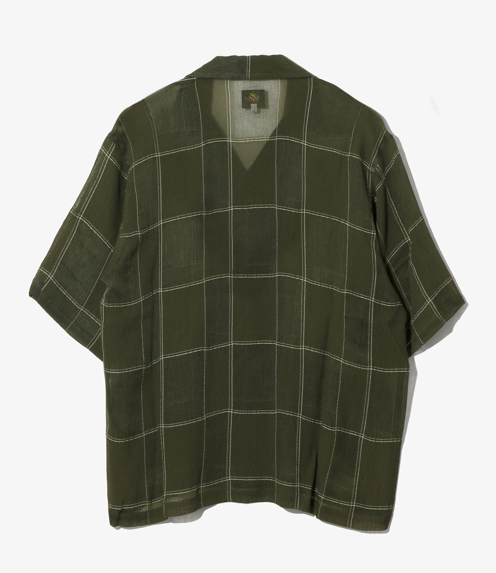 Cabana Short Sleeve Shirt – Olive Plaid Cupra Crepe - Image 3