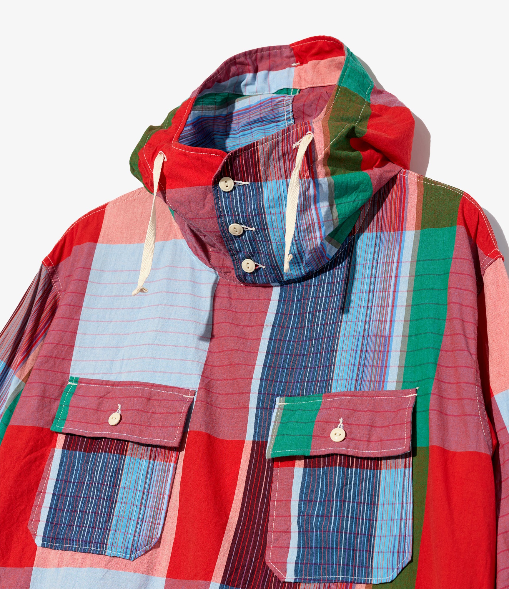 Cagoule Shirt – Red Big Madras Plaid - Image 3