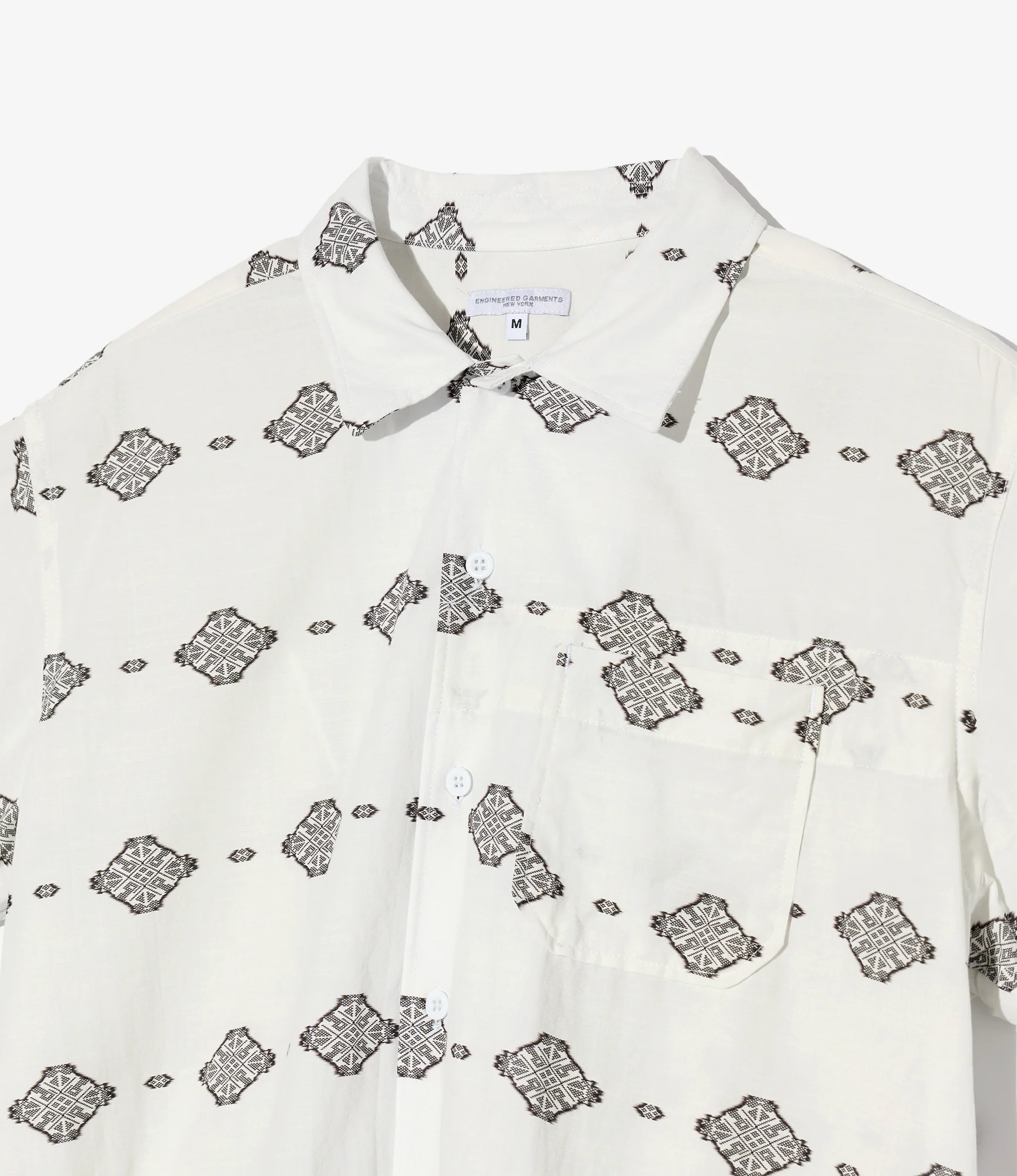Camp Shirt – White Ikat Print - Image 4