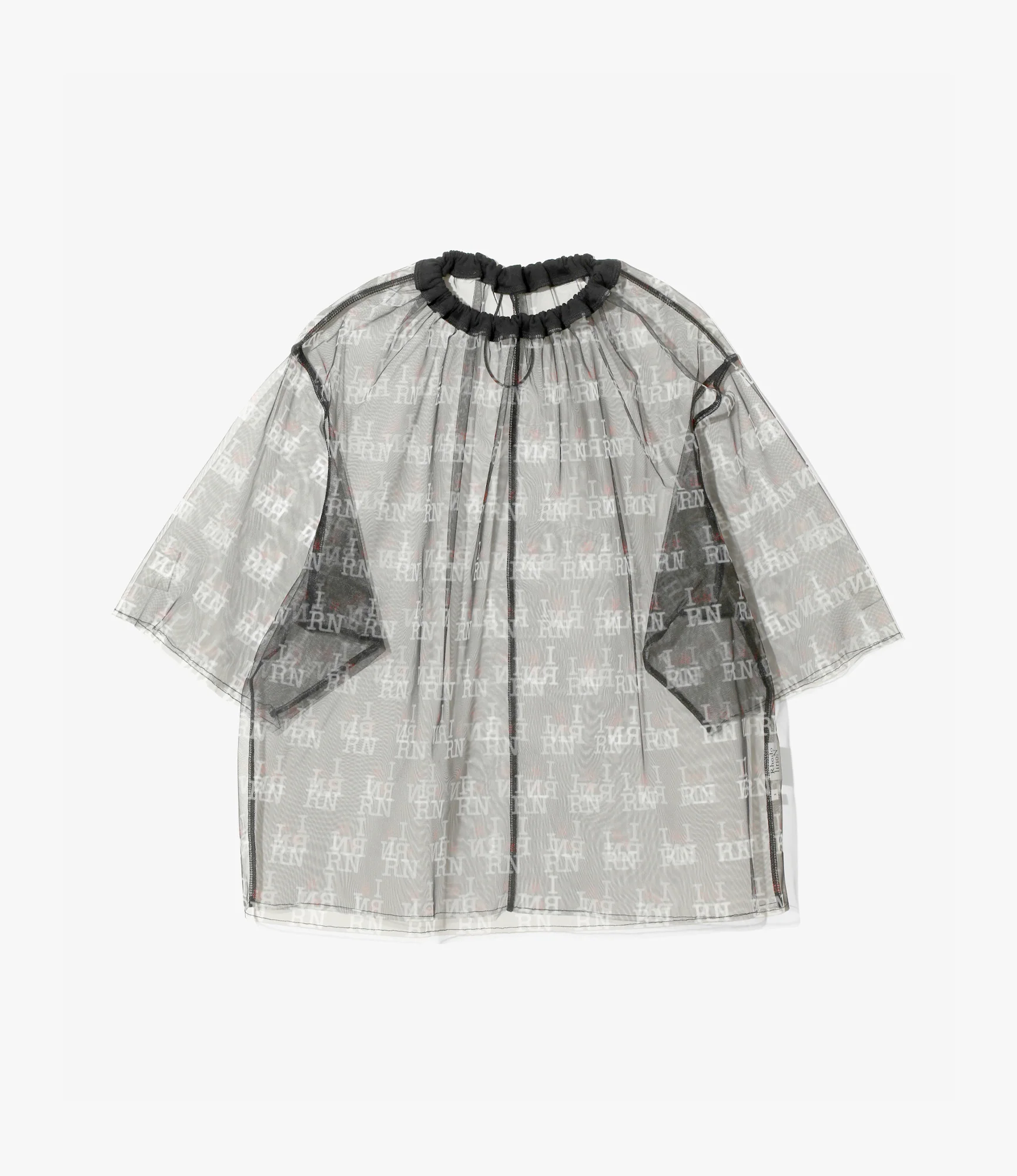 Crew Neck Shirt – Black Printed Tulle