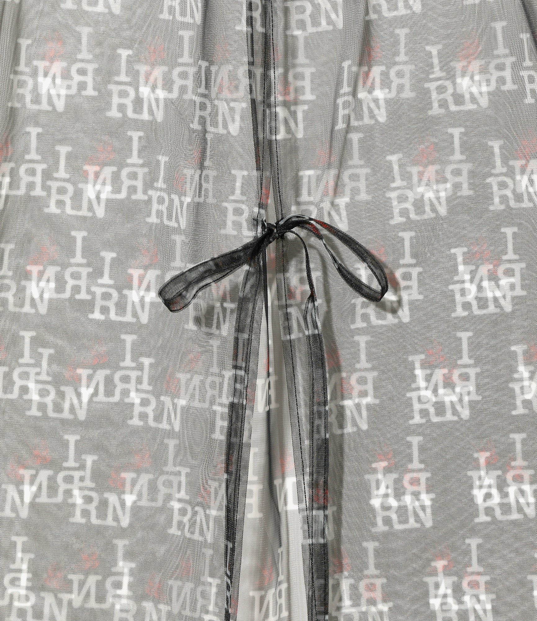 Crew Neck Sleeveless Dress – Black Printed Tulle - Image 4
