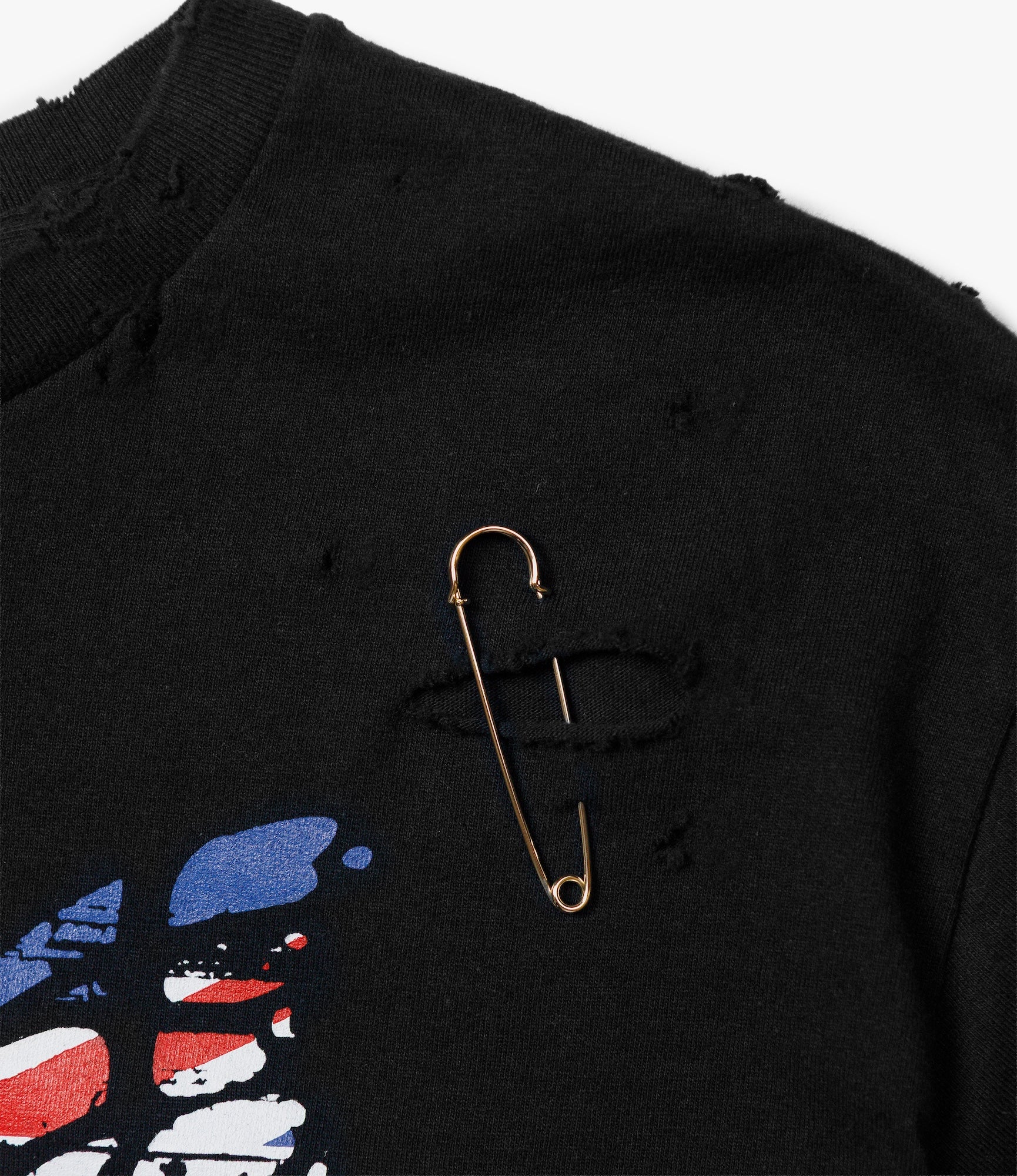 Deconstructed Pin T-Shirt – Black 'UK Papillon' Print - Image 3