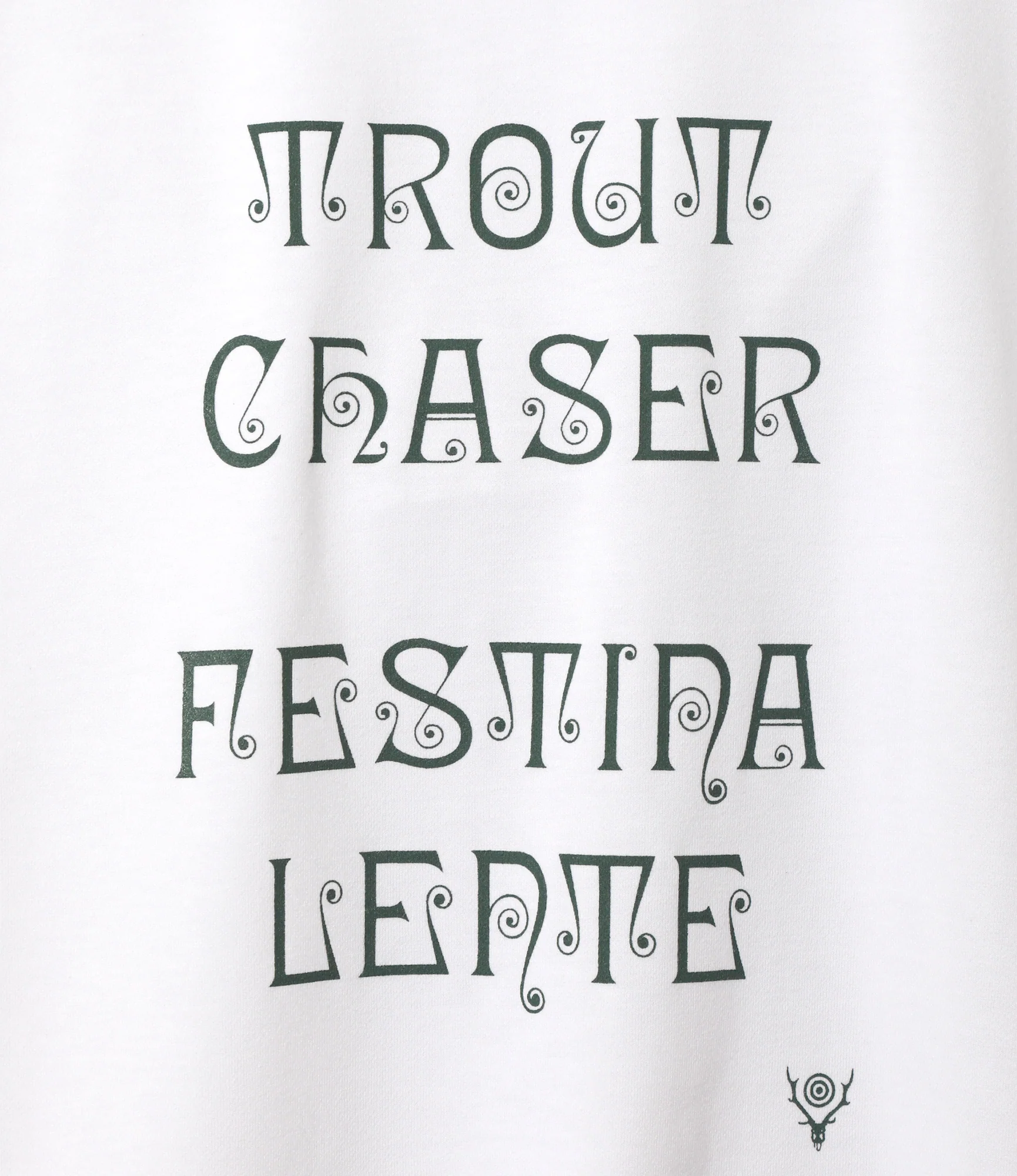 Crew Neck T-Shirt – White 'Festina Lente' Print - Image 2