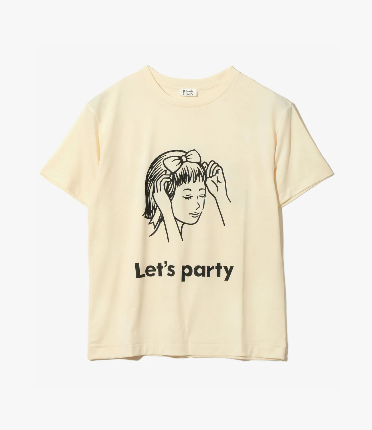 Crew Neck T-Shirt – Natural 'Let's Party' Print