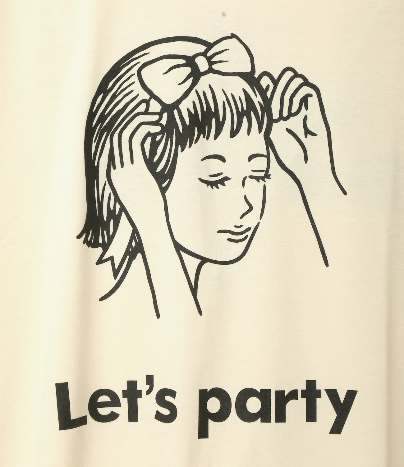 Crew Neck T-Shirt – Natural 'Let's Party' Print - Image 2