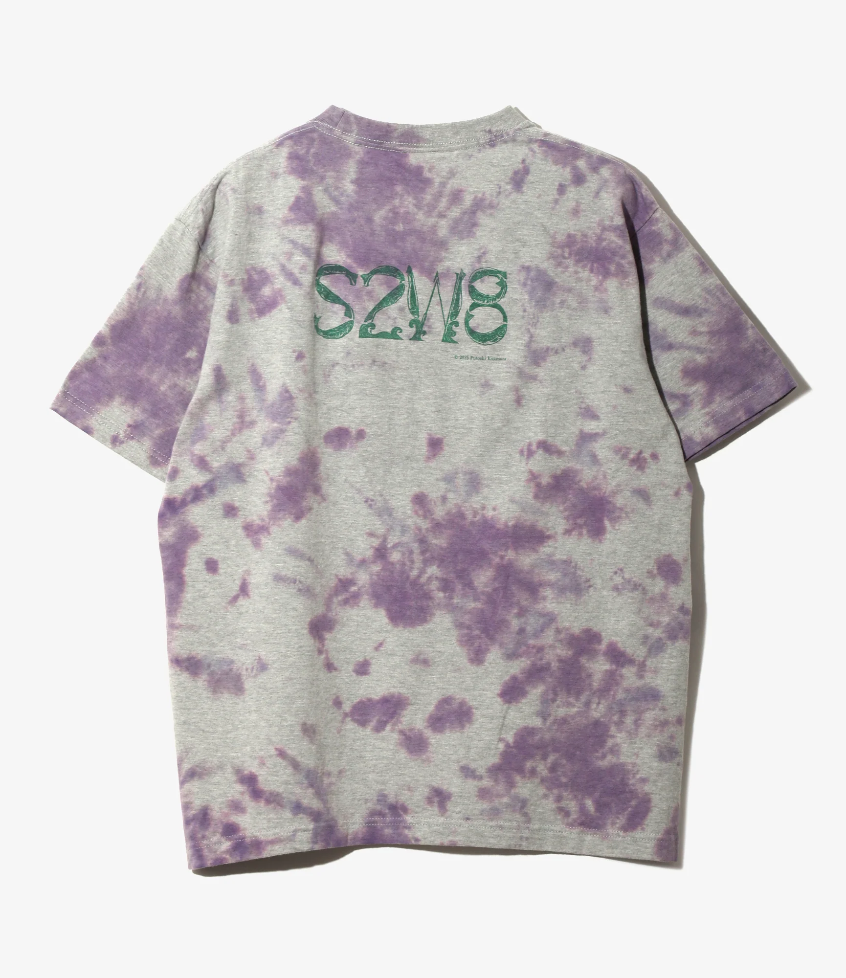 Crew Neck T-Shirt – Purple 'Hydrangea' Print Jersey - Image 3