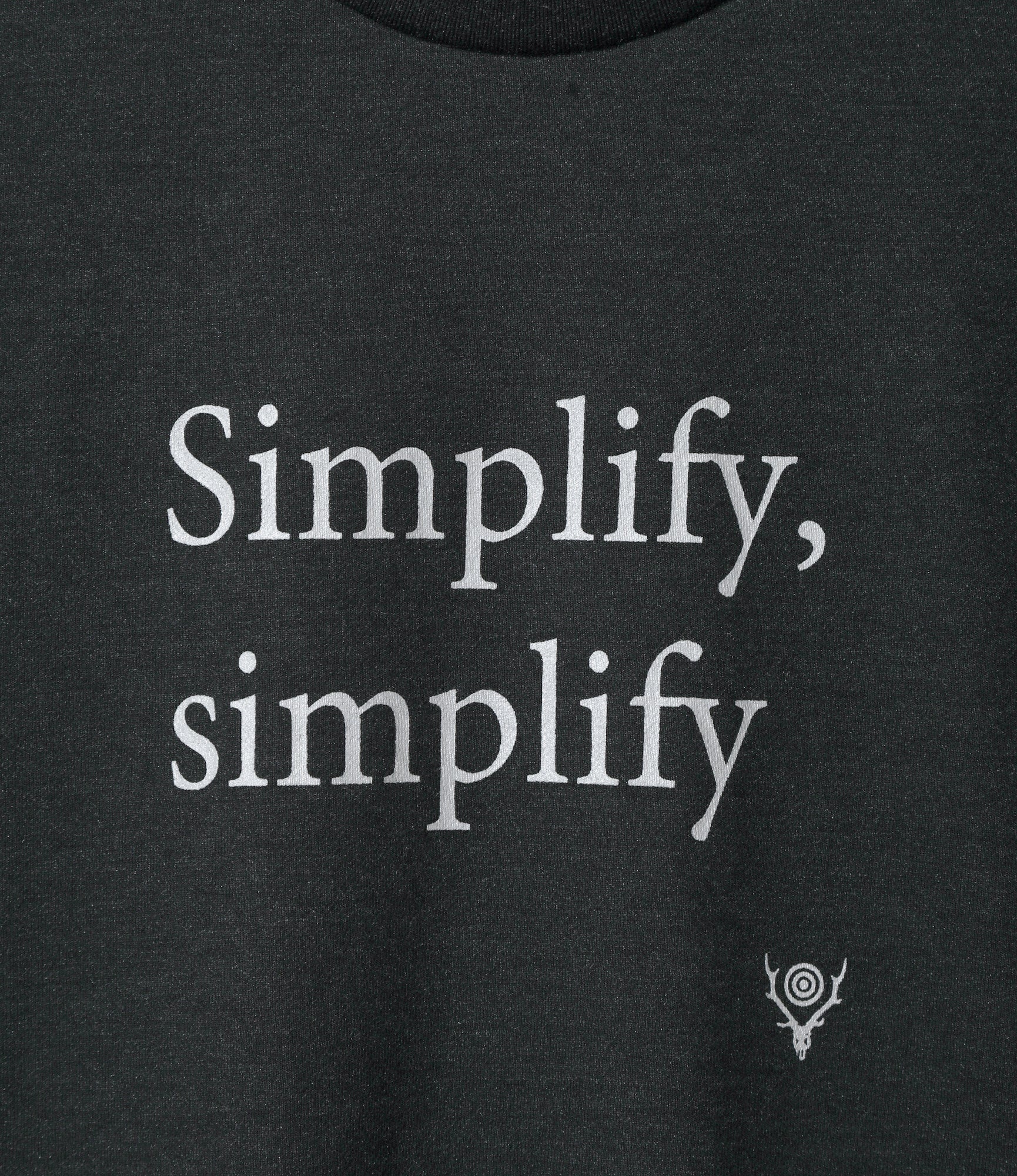 Crew Neck T-Shirt – Charcoal 'Simplify' Print - Image 2