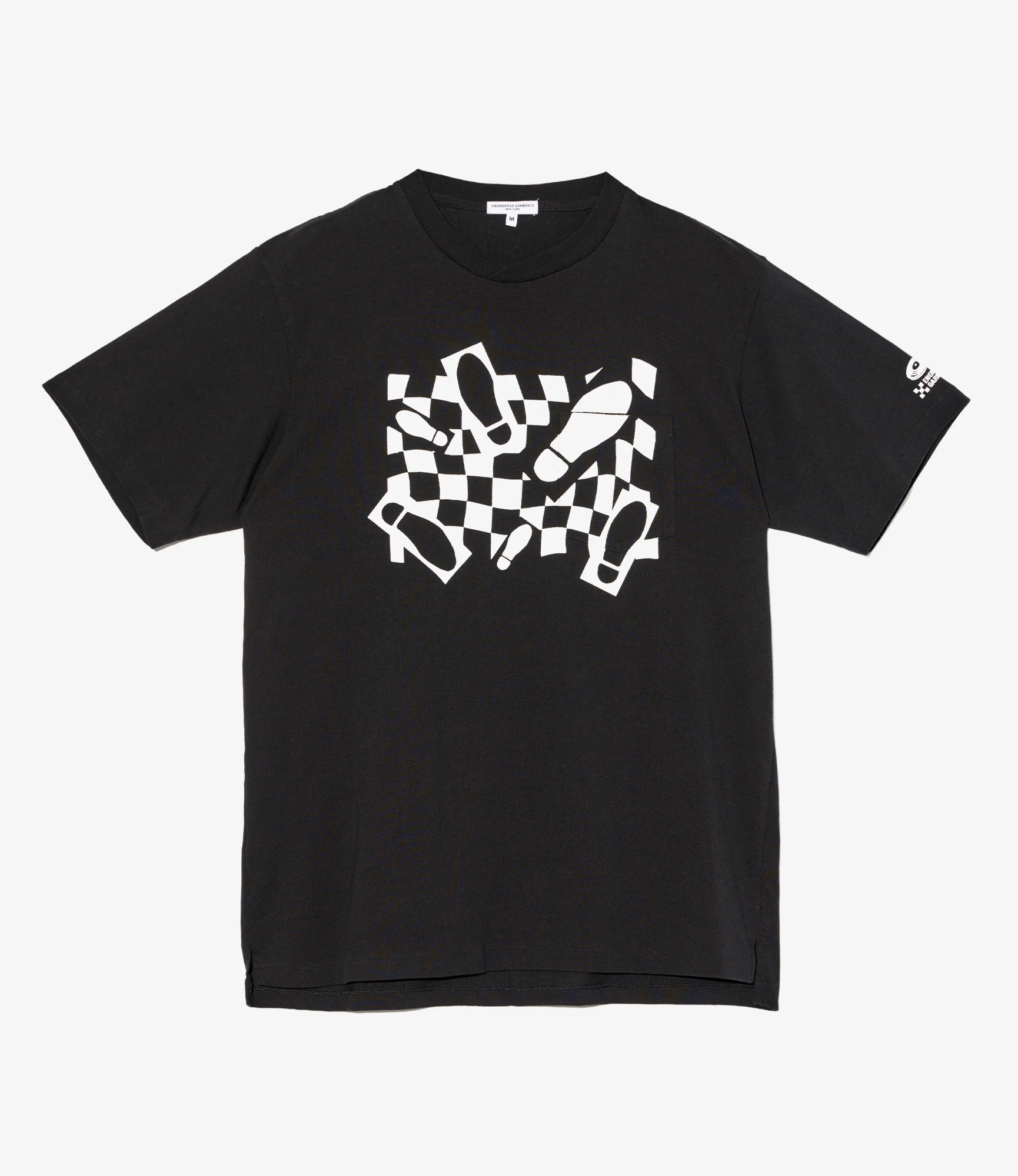 Cross Neck T–Shirt – Black 'Footprint' Print