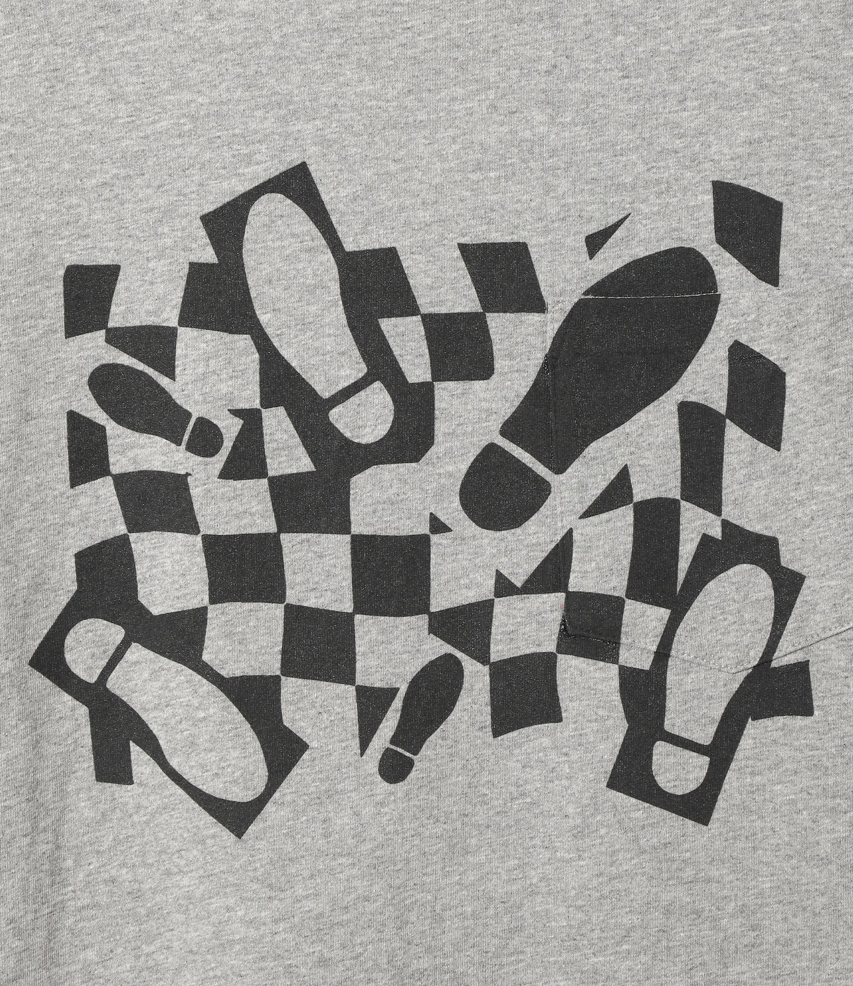 Cross Neck T–Shirt – Grey 'Footprint' Print - Image 2