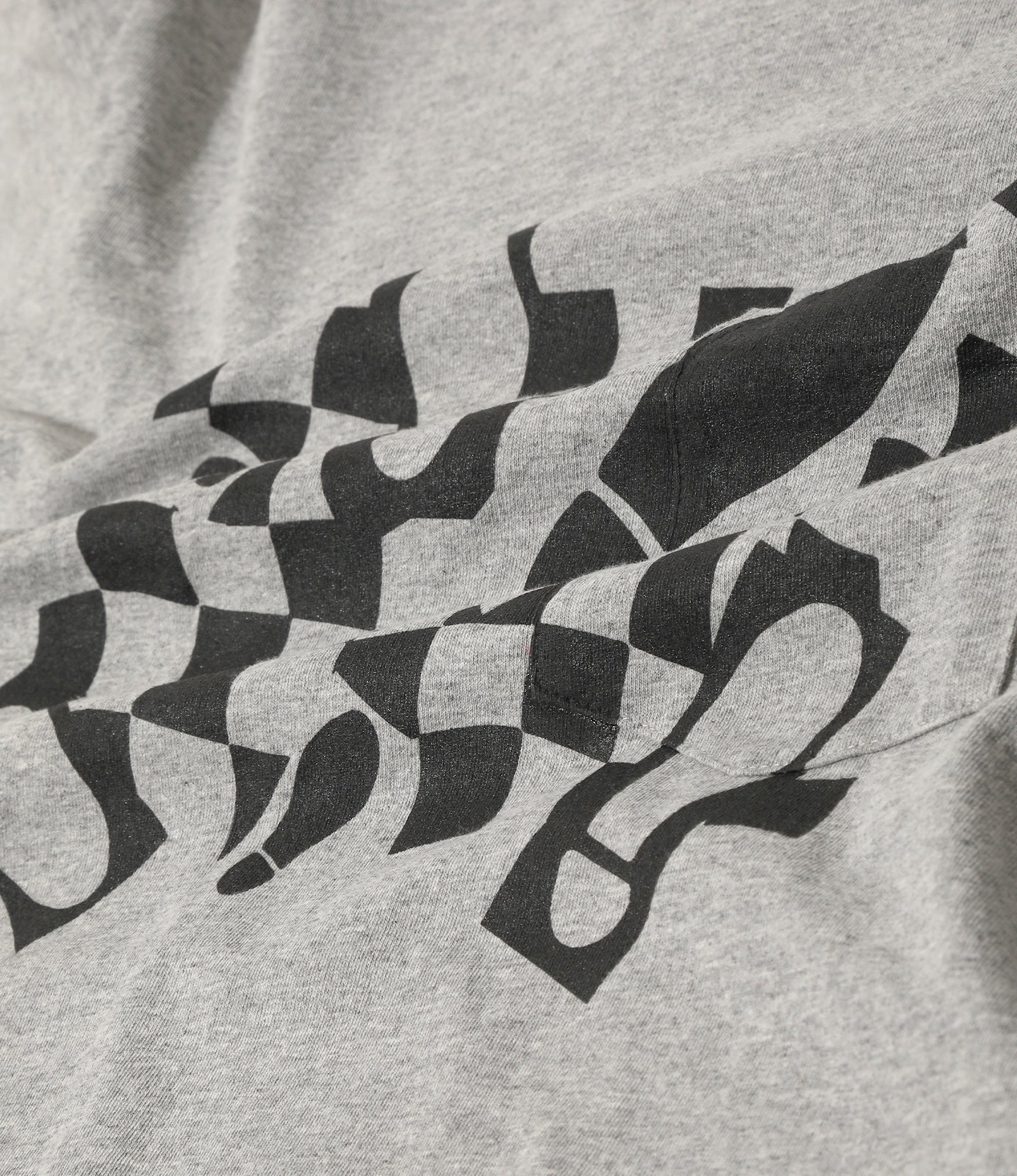 Cross Neck T–Shirt – Grey 'Footprint' Print - Image 3