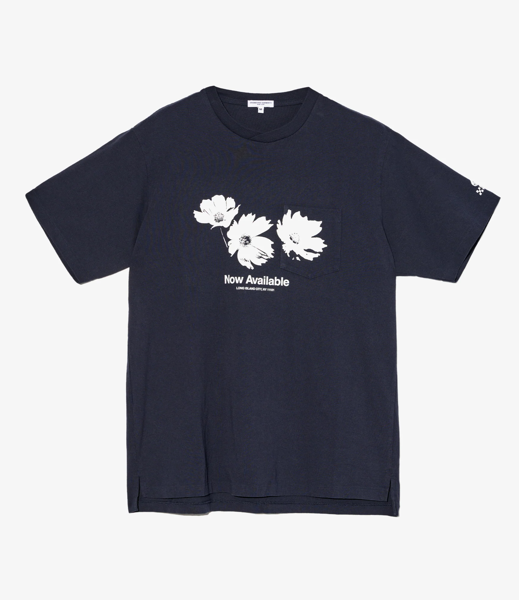 Cross Neck T–Shirt – Navy 'Flower' Print
