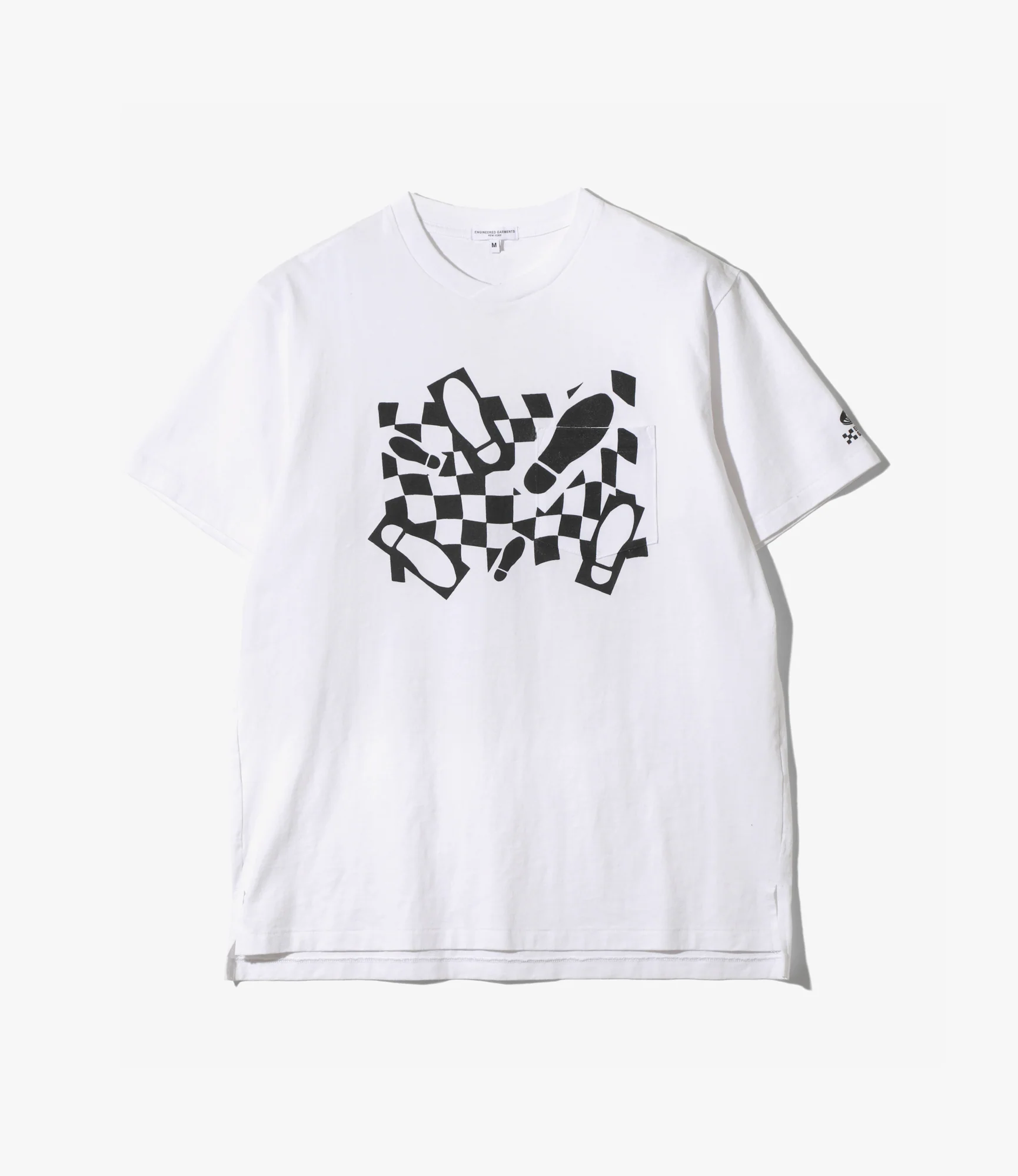 Cross Neck T–Shirt – White 'Footprint' Print