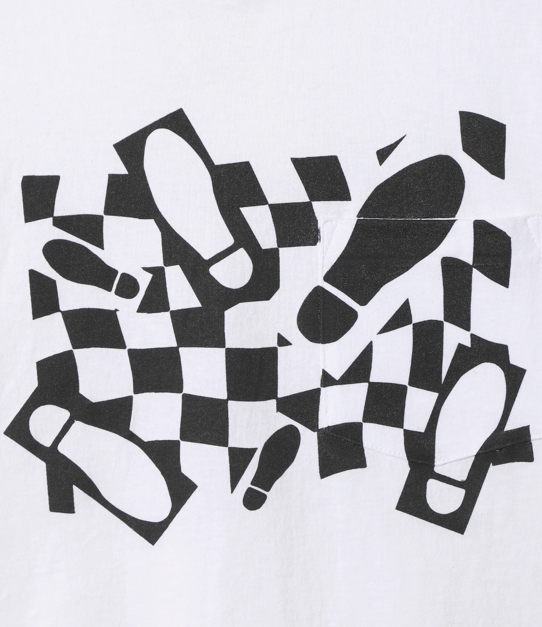 Cross Neck T–Shirt – White 'Footprint' Print - Image 2