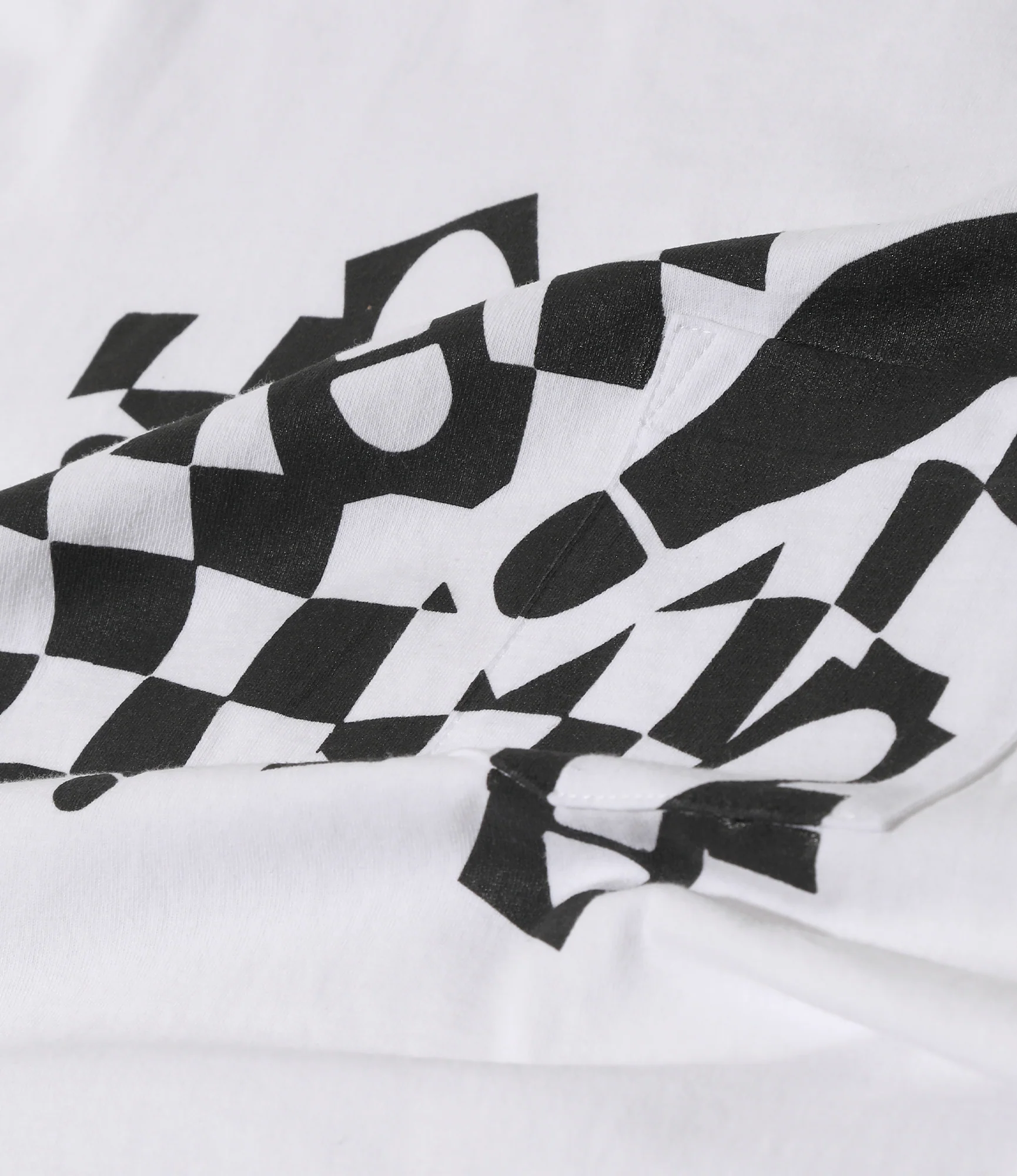 Cross Neck T–Shirt – White 'Footprint' Print - Image 3