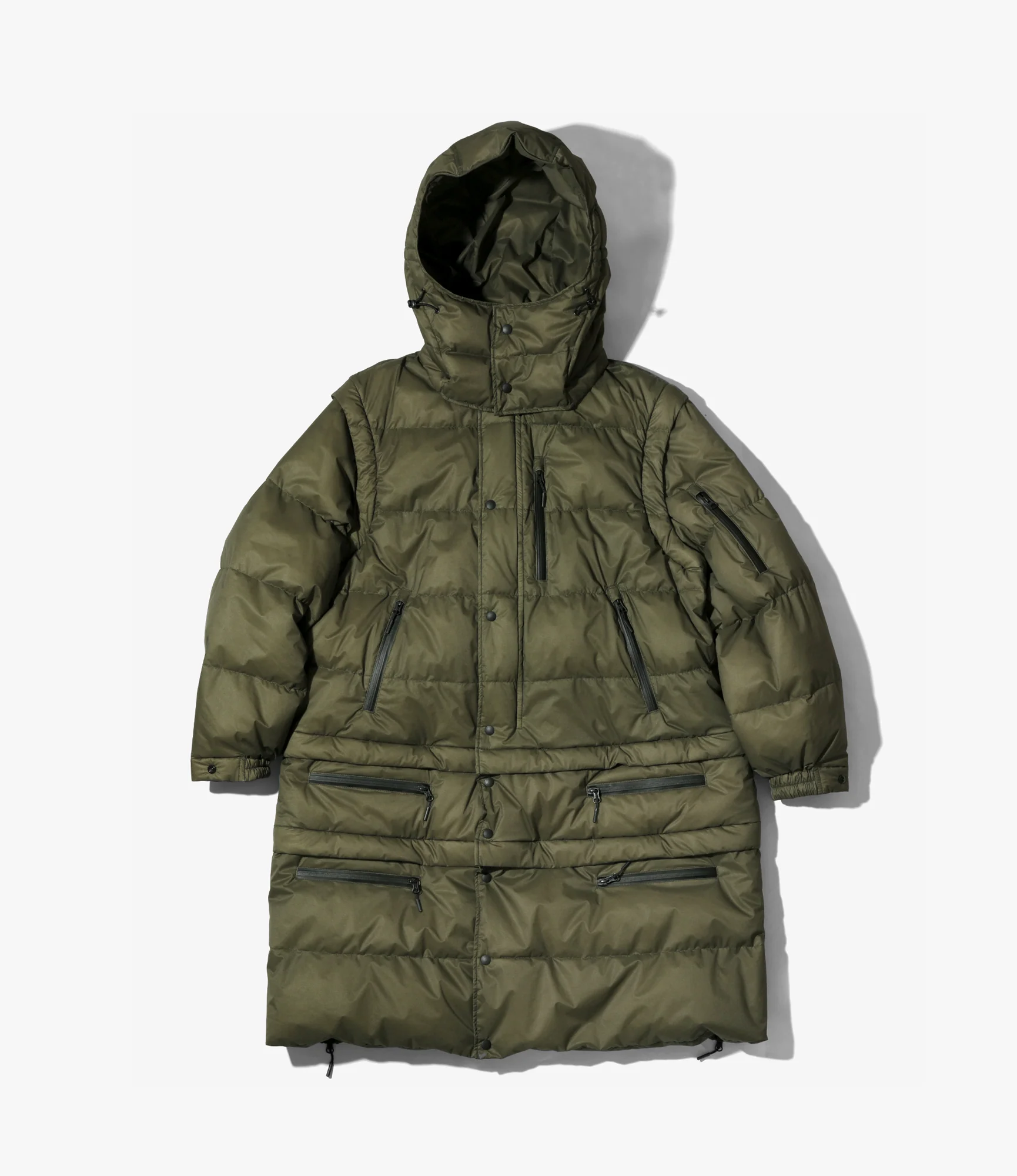 Detachable Down Coat – Khaki Nylon