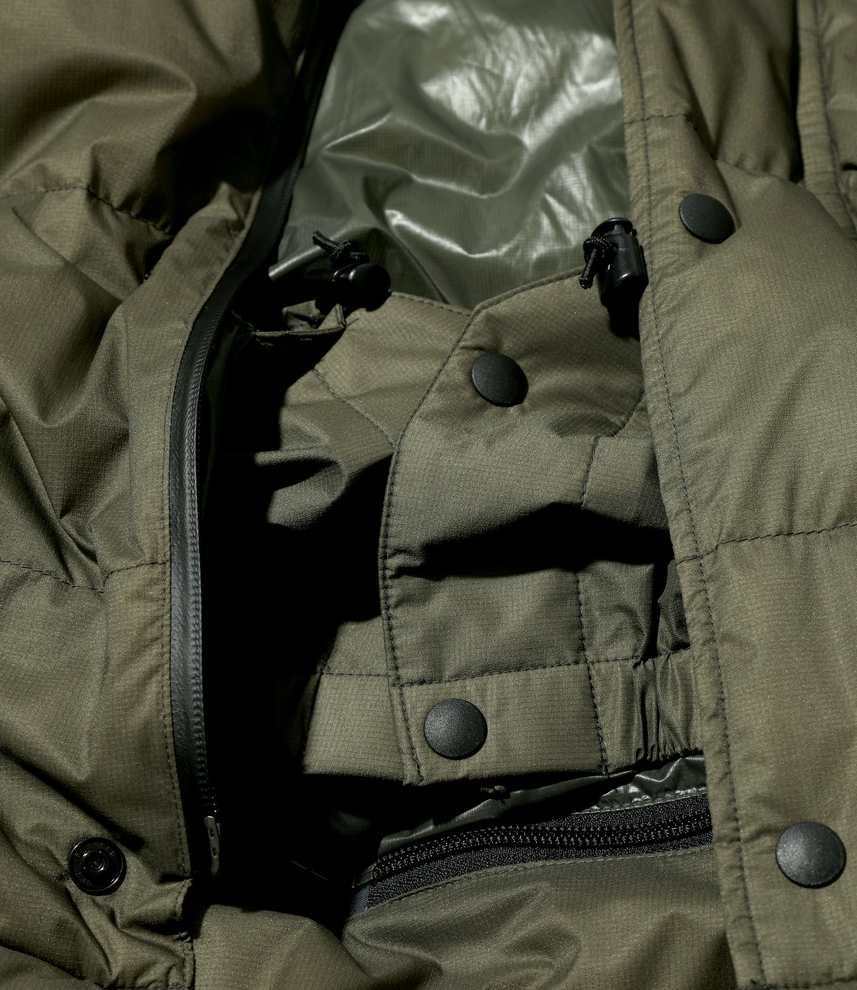 Detachable Down Coat – Khaki Nylon - Image 11