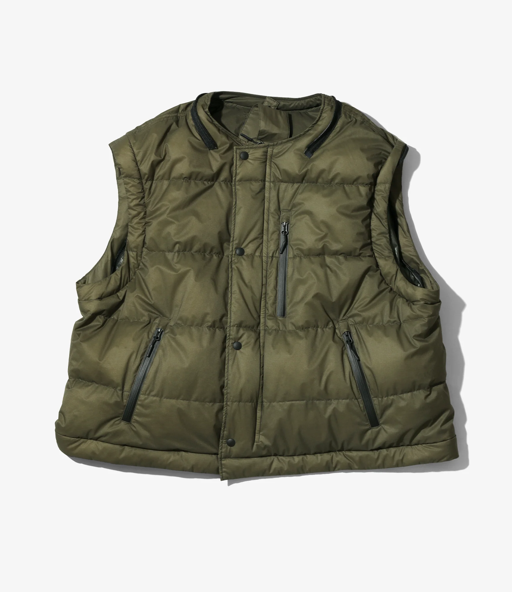 Detachable Down Coat – Khaki Nylon - Image 8