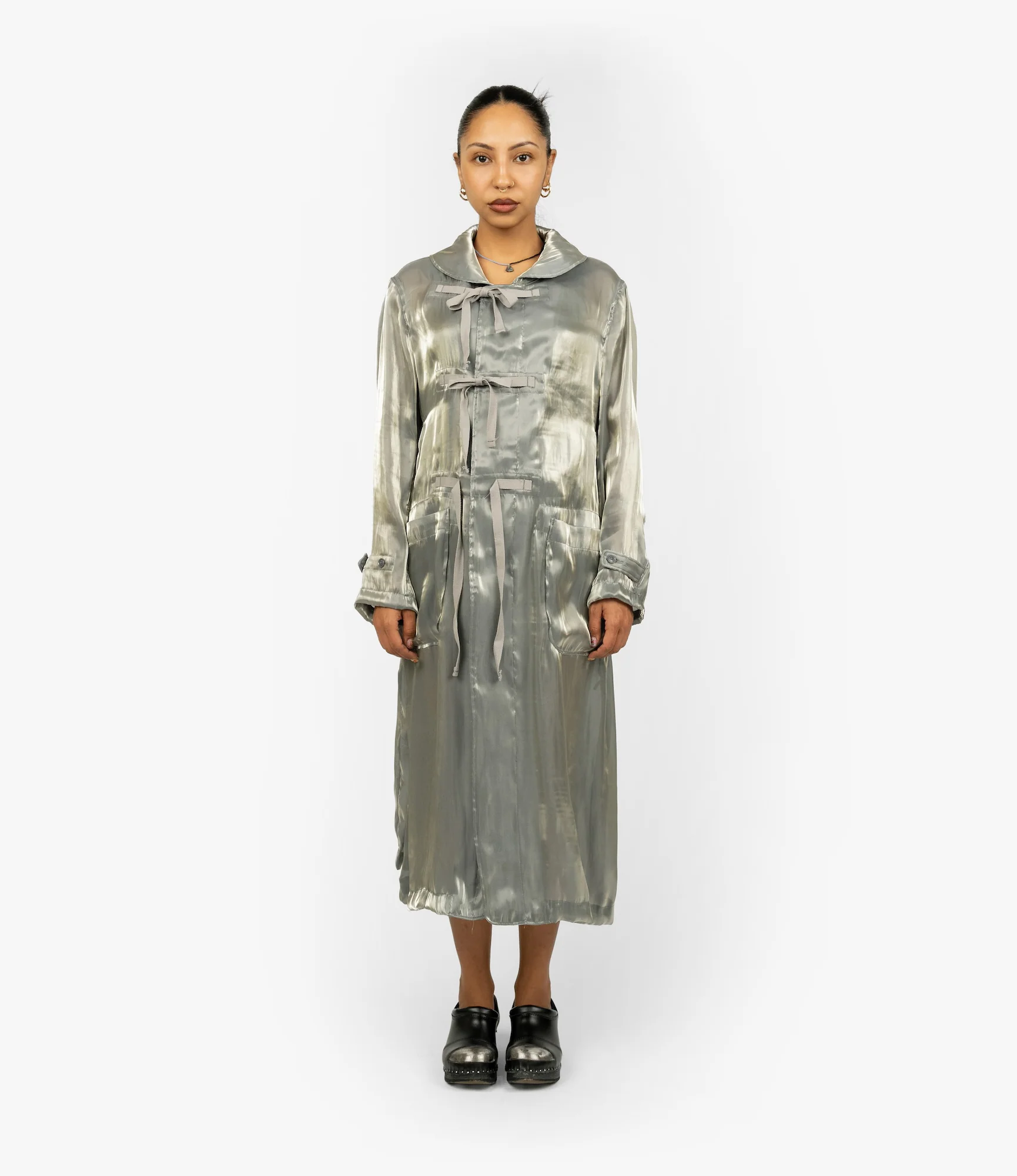 Duffle Dress – Grey Satin Weave - Image 2