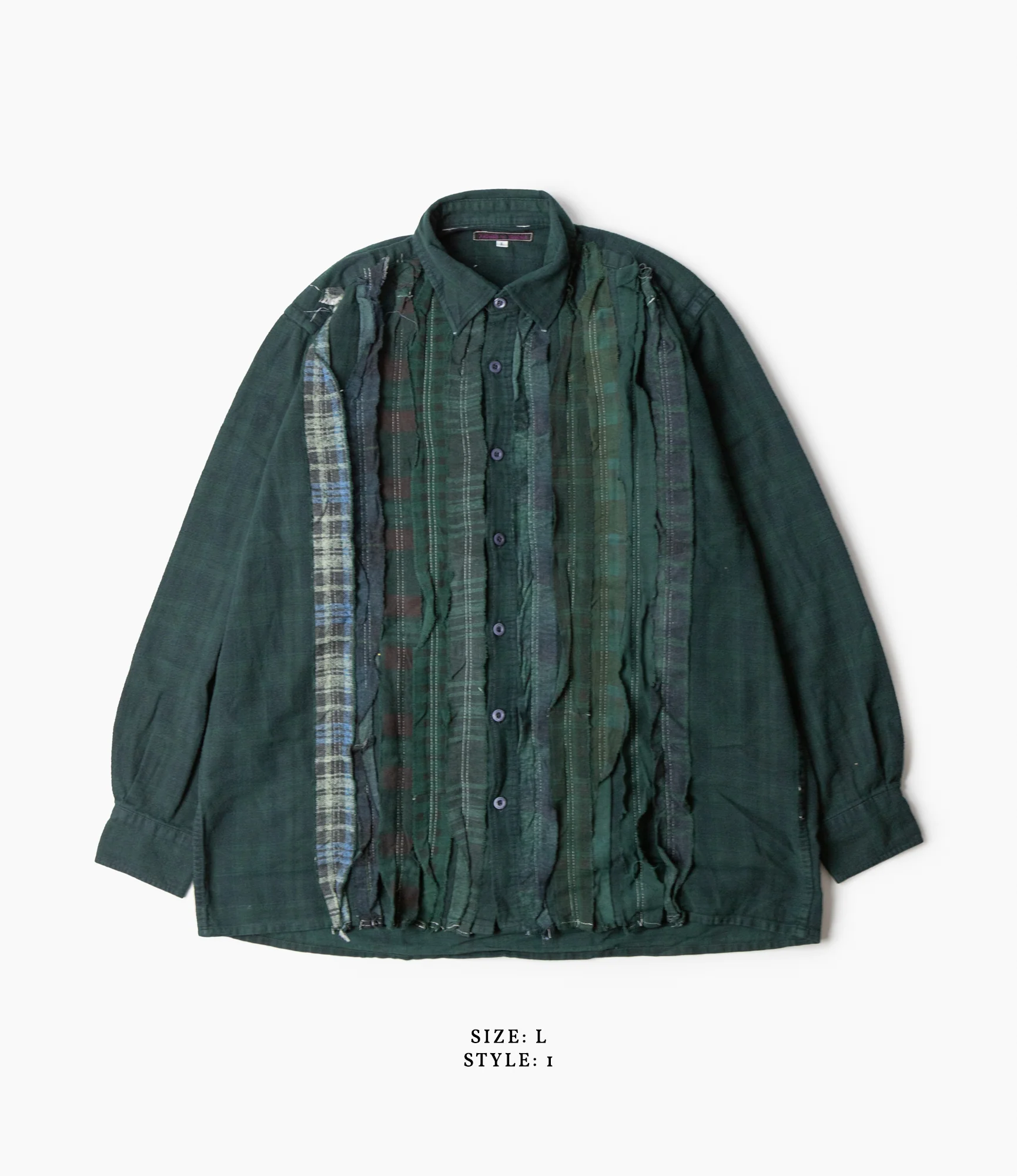 Ribbon Shirt – Green Overdyed Flannel - Image 3