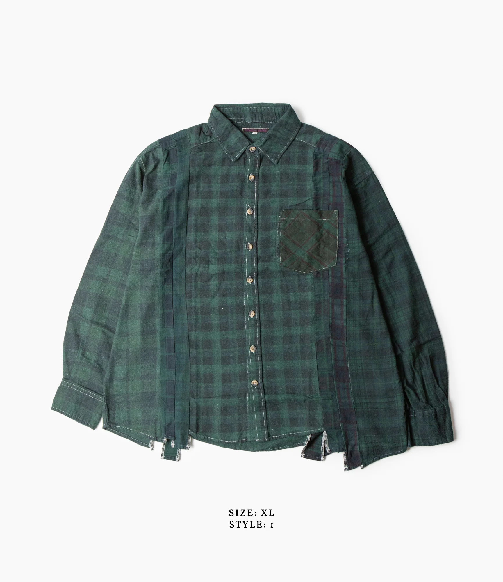7 Cuts Shirt – Green Overdyed Flannel - Image 5