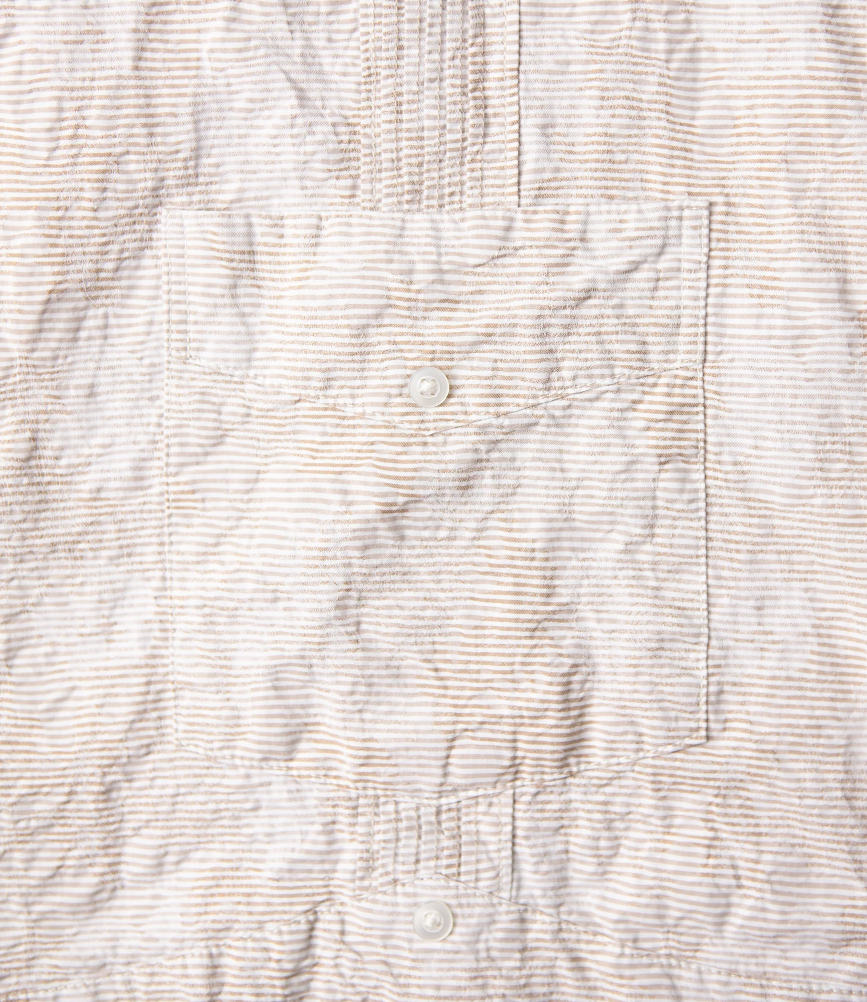 Guayabera Shirt – Khaki Floral Jacquard Striped Dobby - Image 4