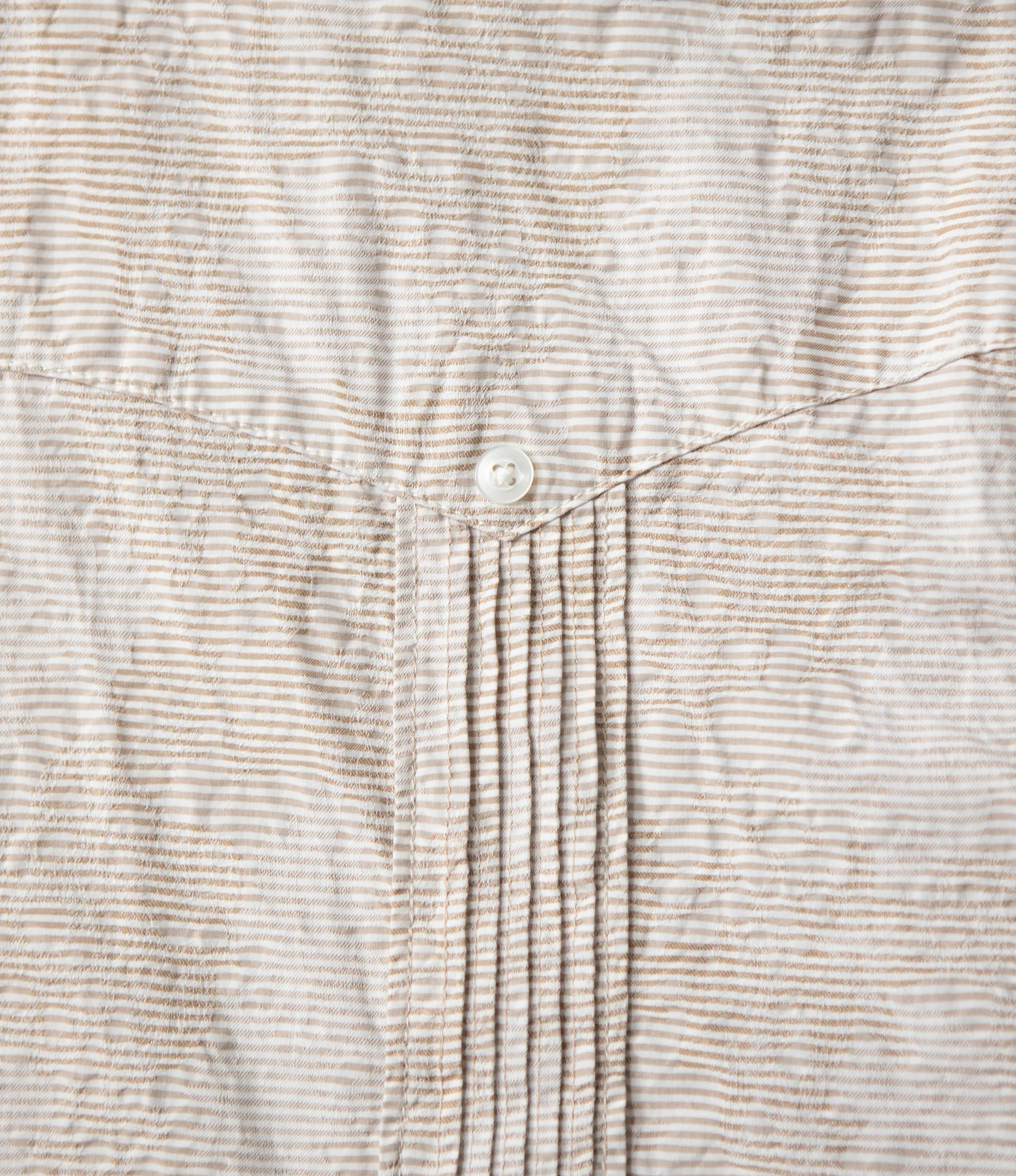 Guayabera Shirt – Khaki Floral Jacquard Striped Dobby - Image 7