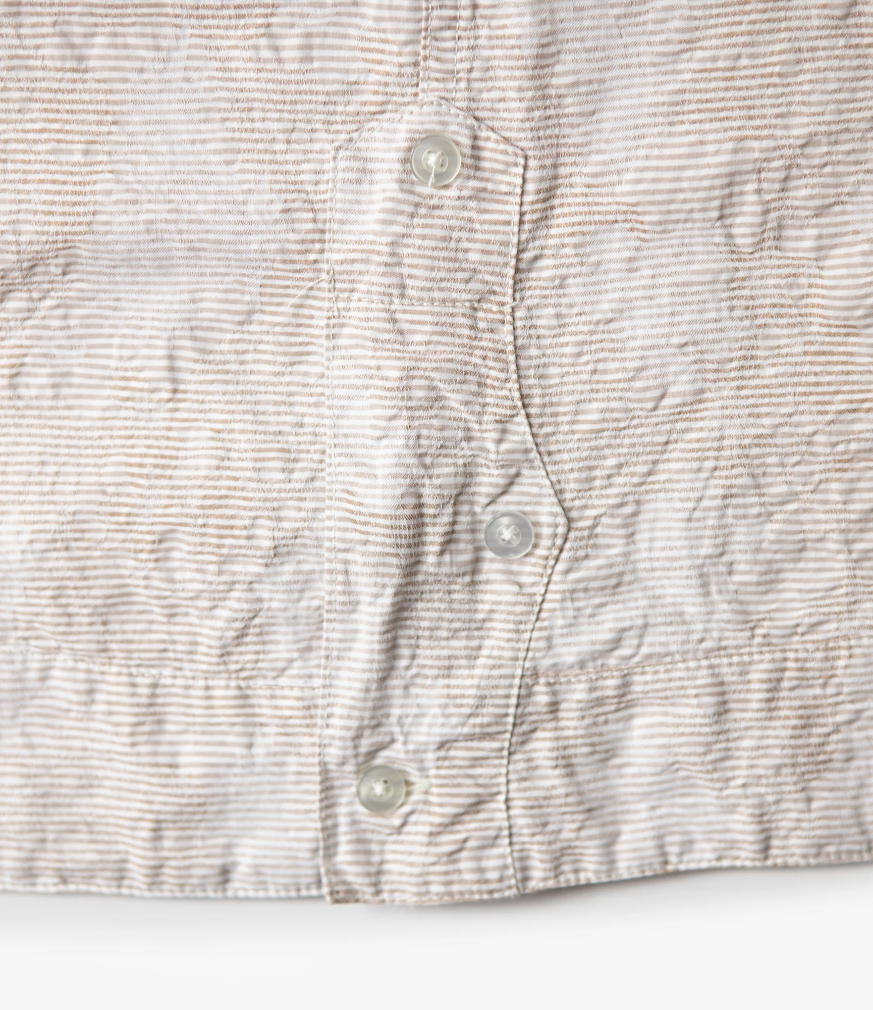 Guayabera Shirt – Khaki Floral Jacquard Striped Dobby - Image 8