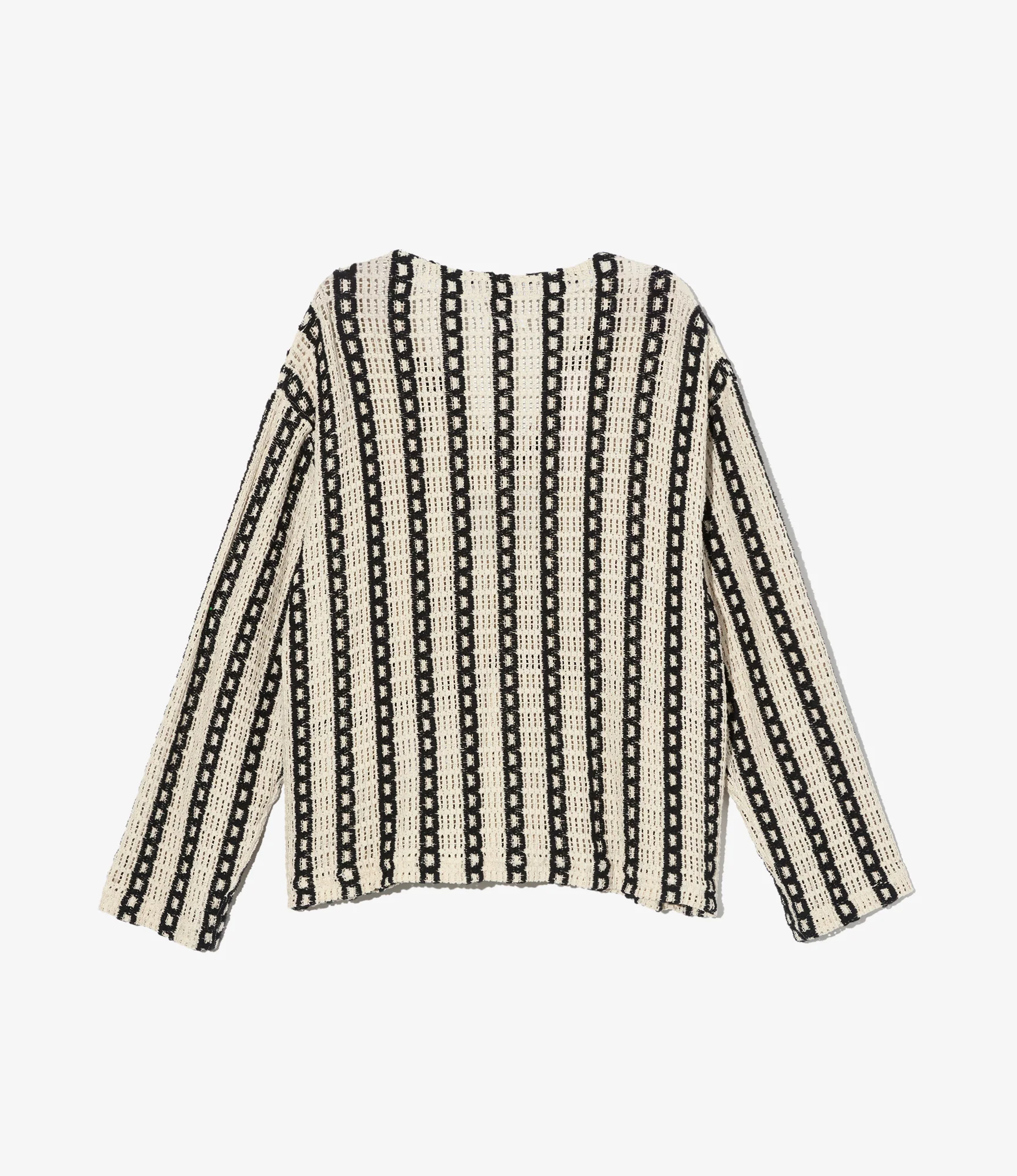 Knit Cardigan – Black/White Striped Crochet - Image 2
