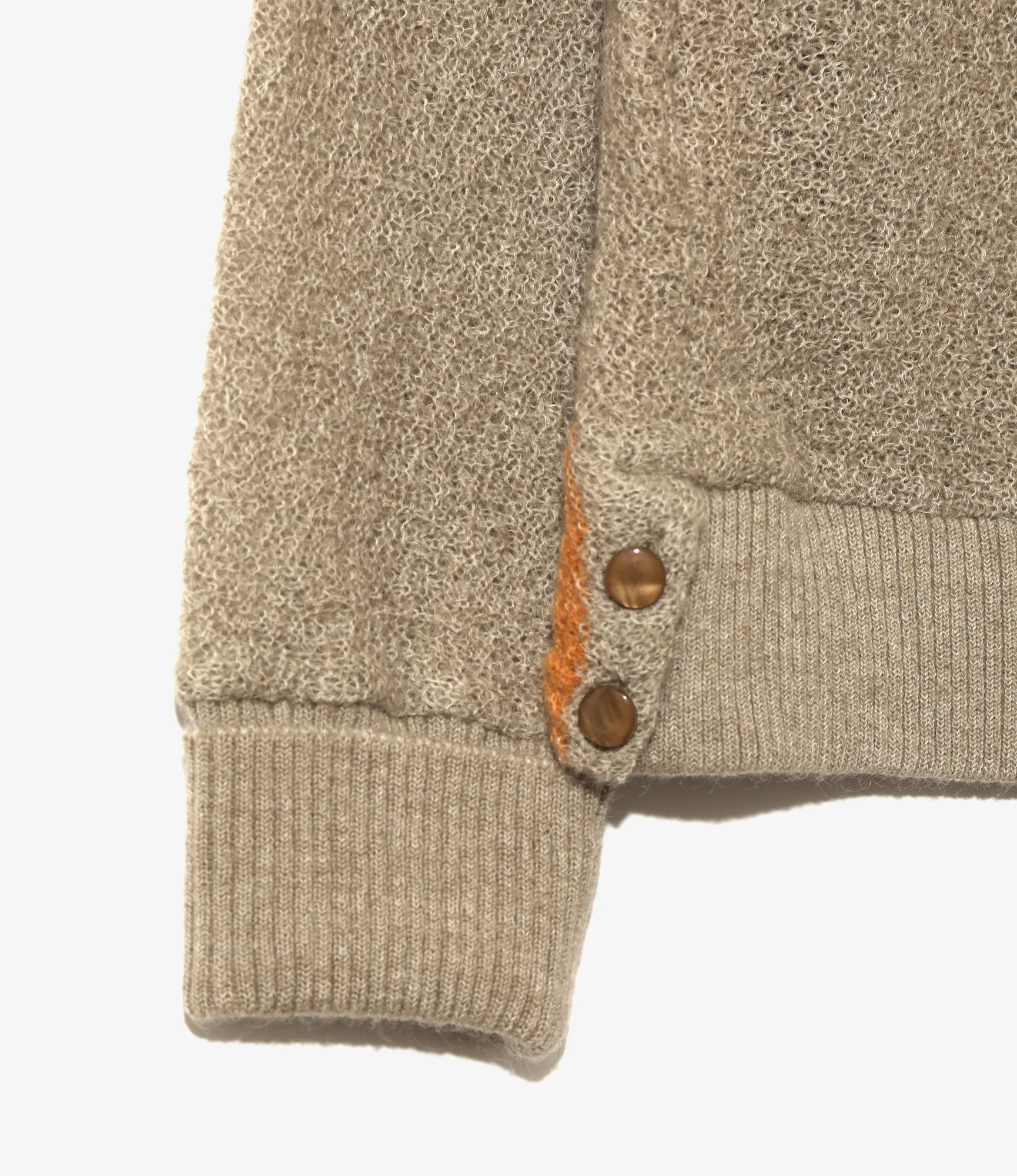 Knit Cardigan – Taupe Stripe Woven Crepe - Image 4