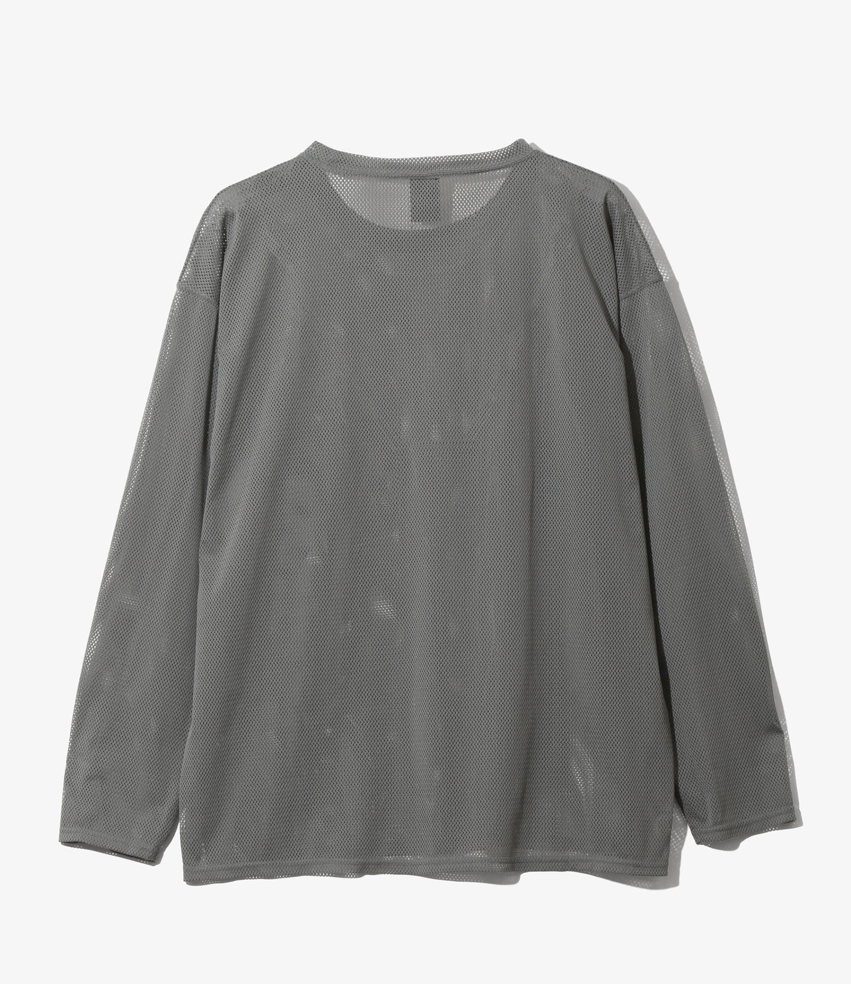 Long Sleeve Crew Neck – Grey Knit Mesh - Image 3