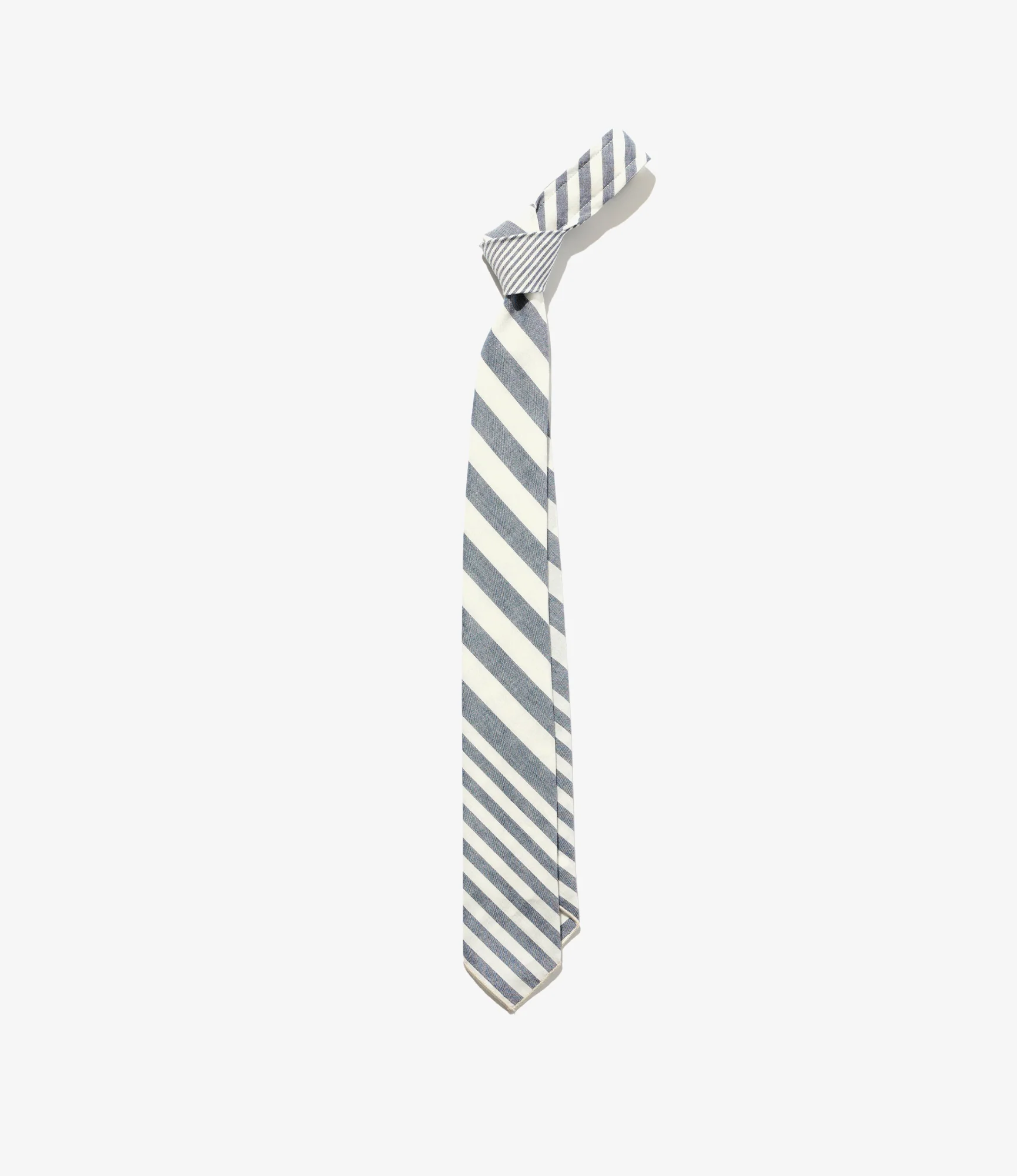 Narrow Tie – Blue/White Striped Chambray