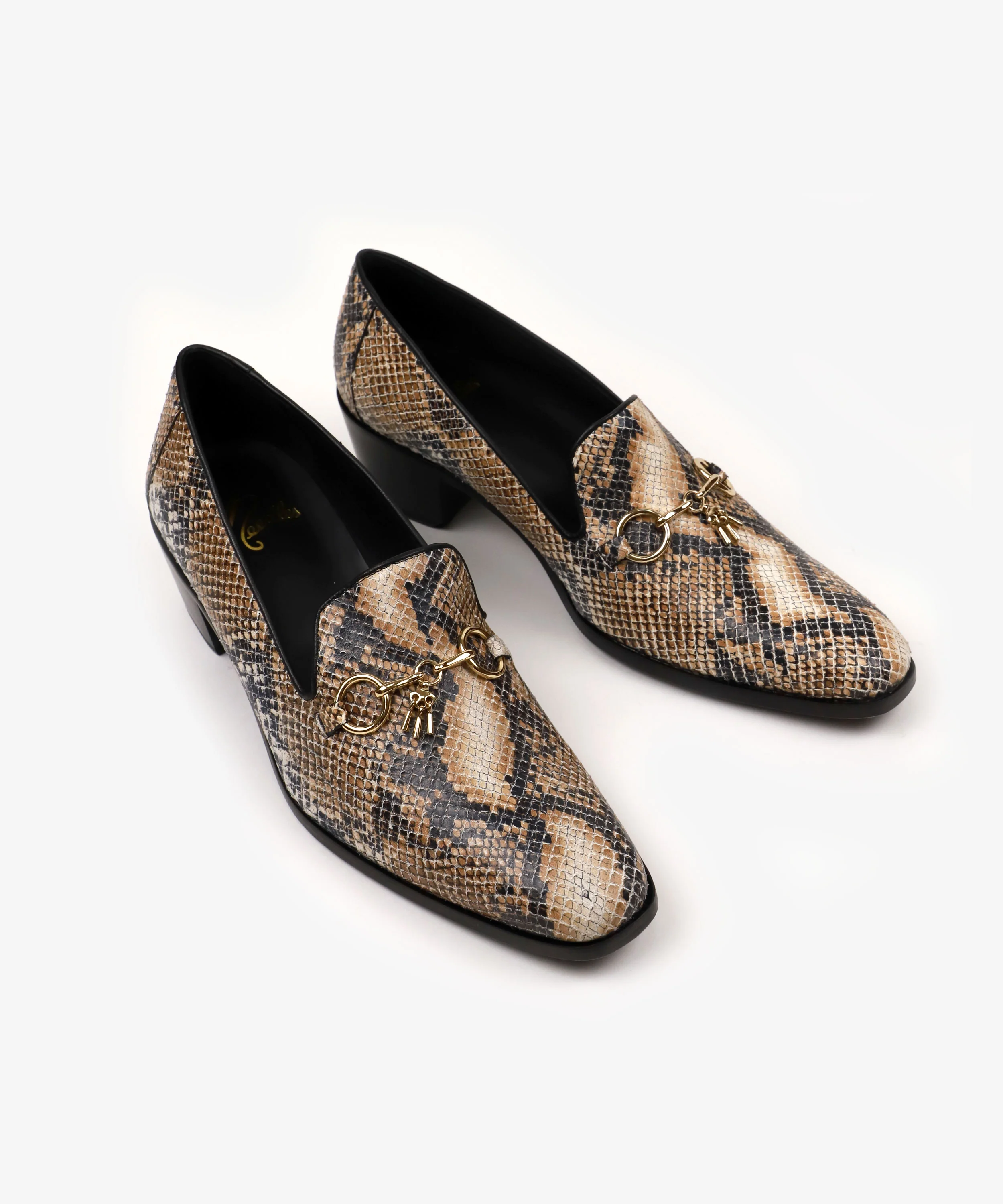 Tassel Bit Heeled Opera Shoe – Python Leather - Image 3