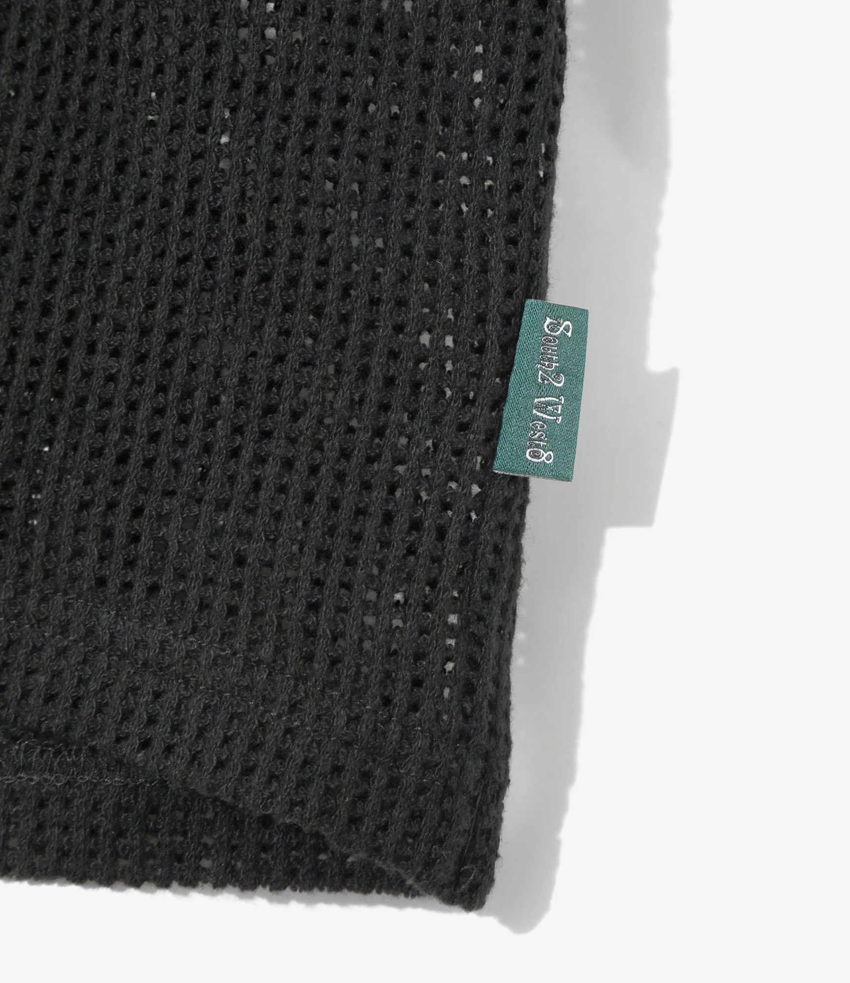 Open Collar Short Sleeve Shirt – Black Cotton Mesh - Image 3