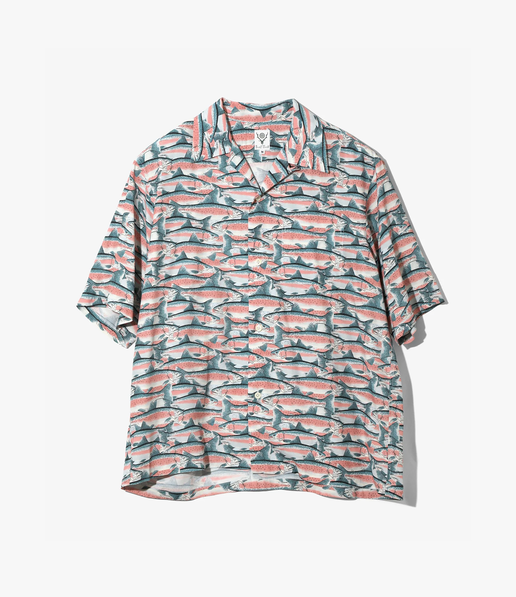 Open Collar Short Sleeve Shirt – Blue Trout Pattern