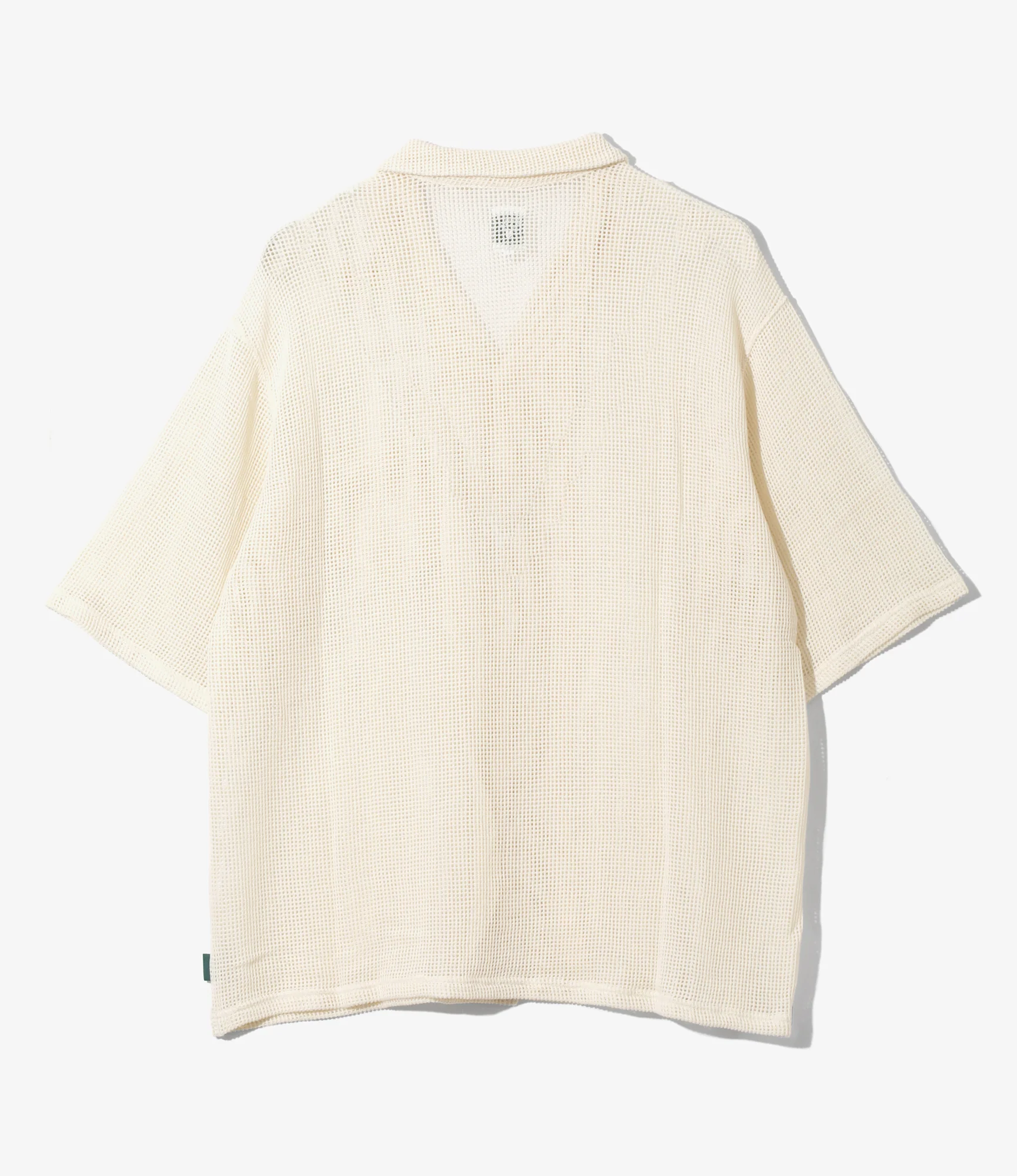 Open Collar Short Sleeve Shirt – White Cotton Mesh - Image 4