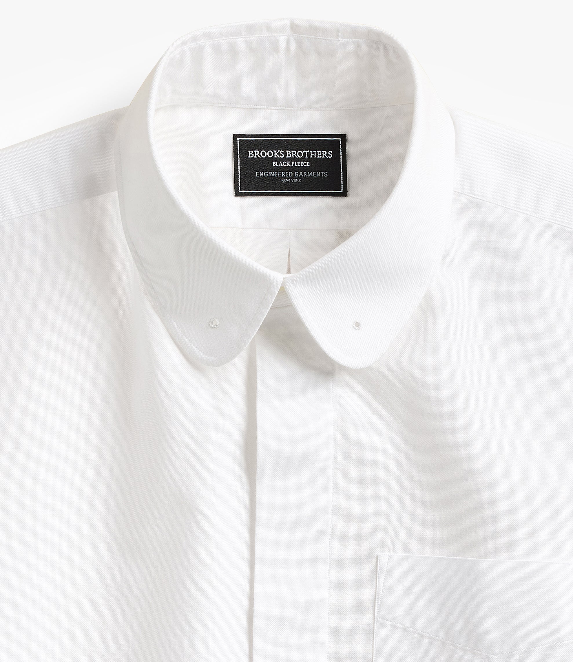 Oversized Round Collar Pinhole Shirt – White Oxford - Image 2