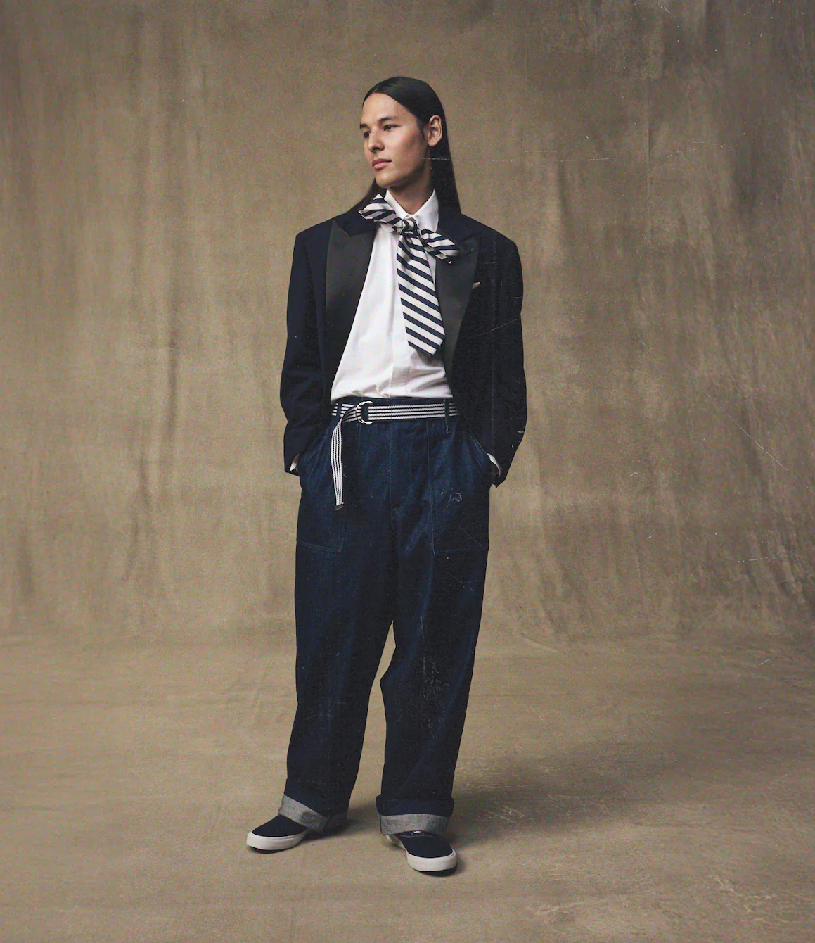 Oversized Round Collar Pinhole Shirt – White Oxford - Image 5