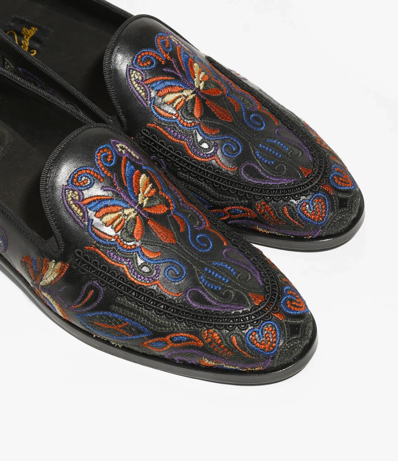 Papillon Embroidered Slip-On – Black Leather - Image 4
