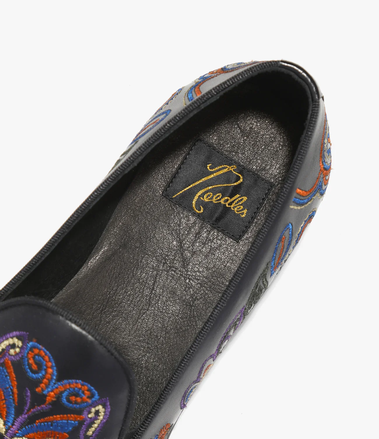 Papillon Embroidered Slip-On – Black Leather - Image 6