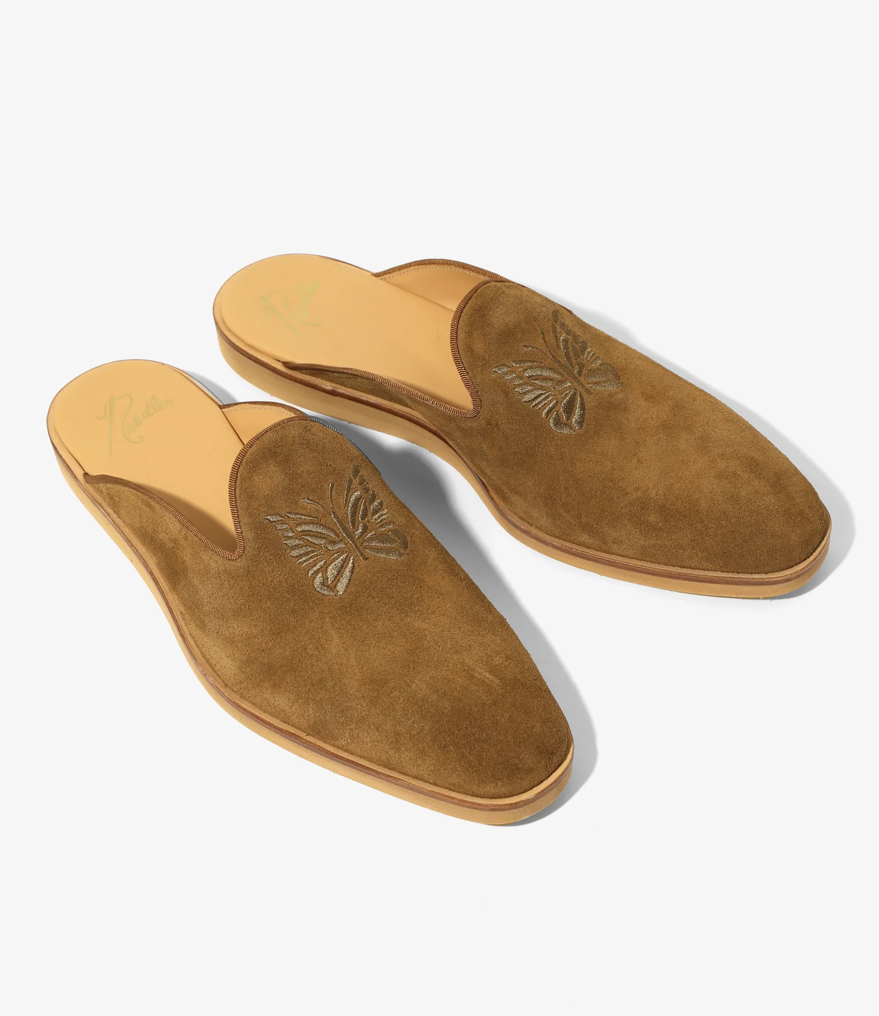 Papillon Embroidered Slip-In – Brown Suede - Image 2