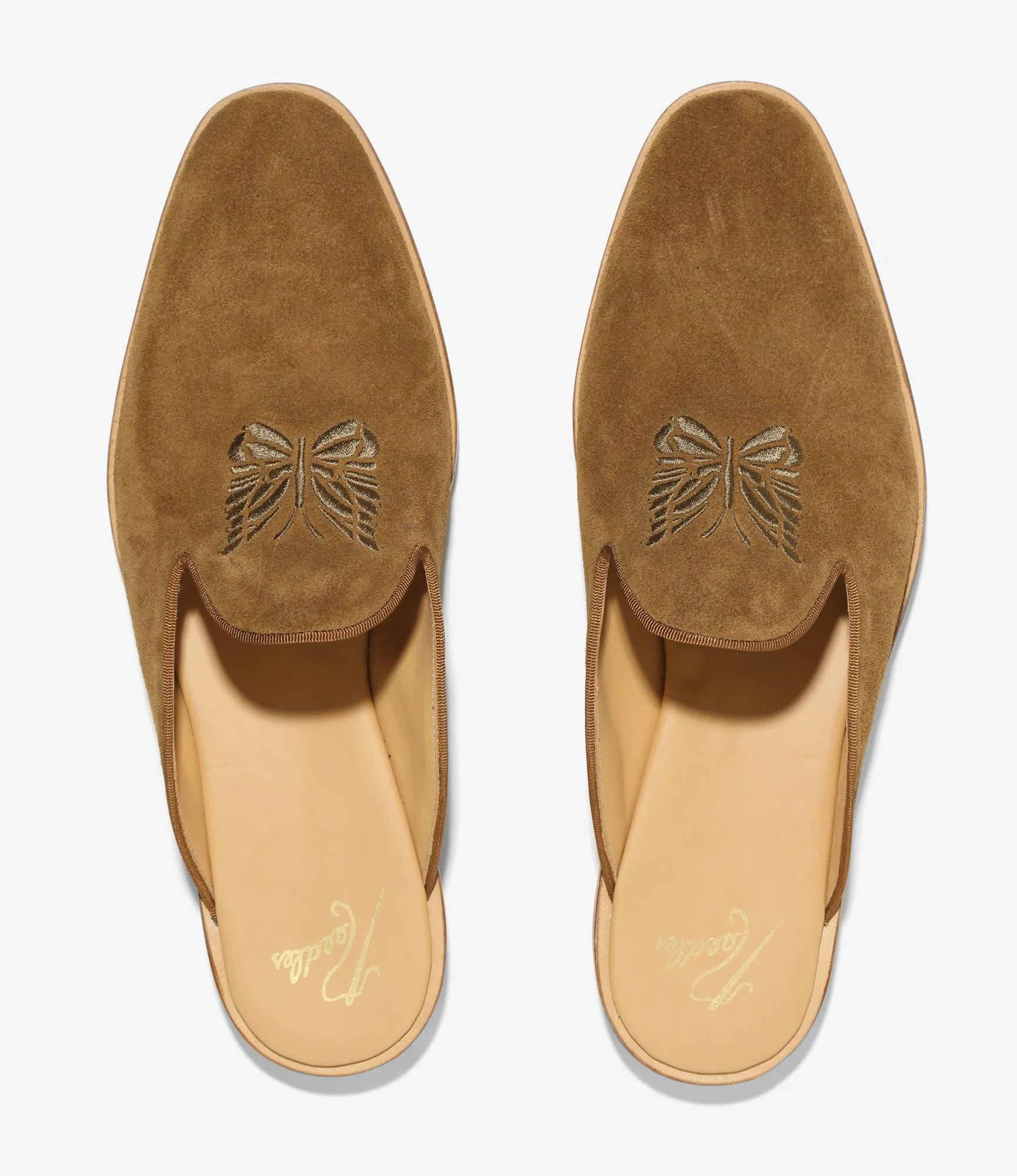 Papillon Embroidered Slip-In – Brown Suede - Image 3