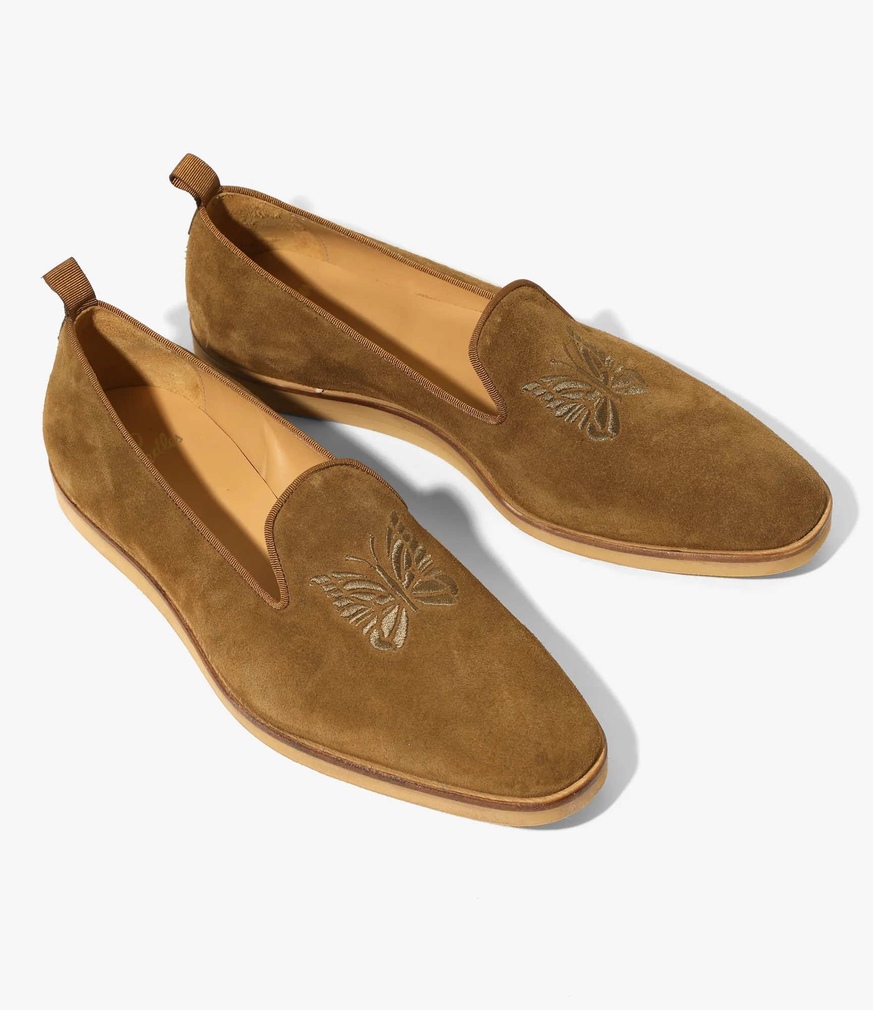 Papillon Embroidered Slip-On – Brown Suede - Image 2