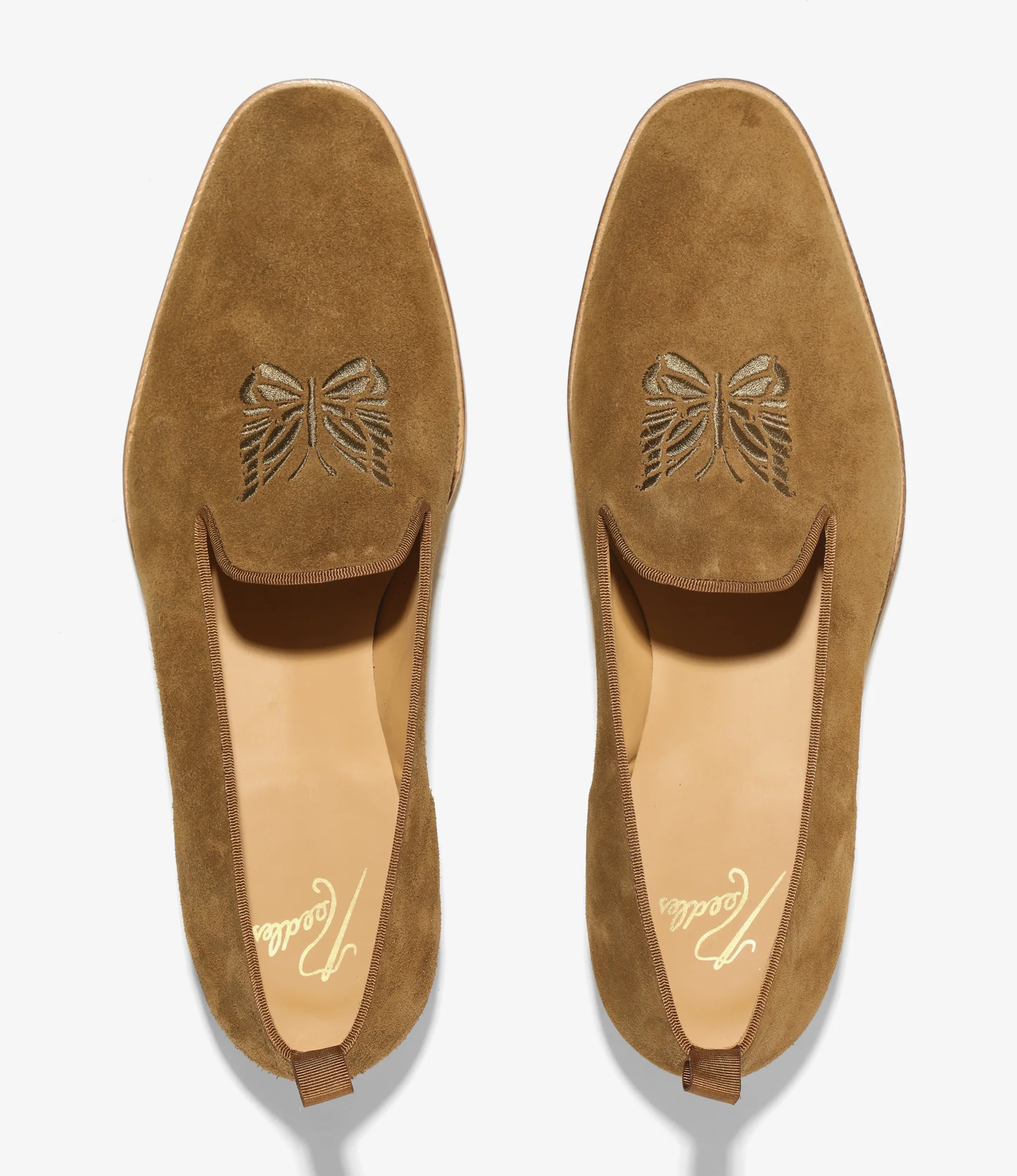Papillon Embroidered Slip-On – Brown Suede - Image 3