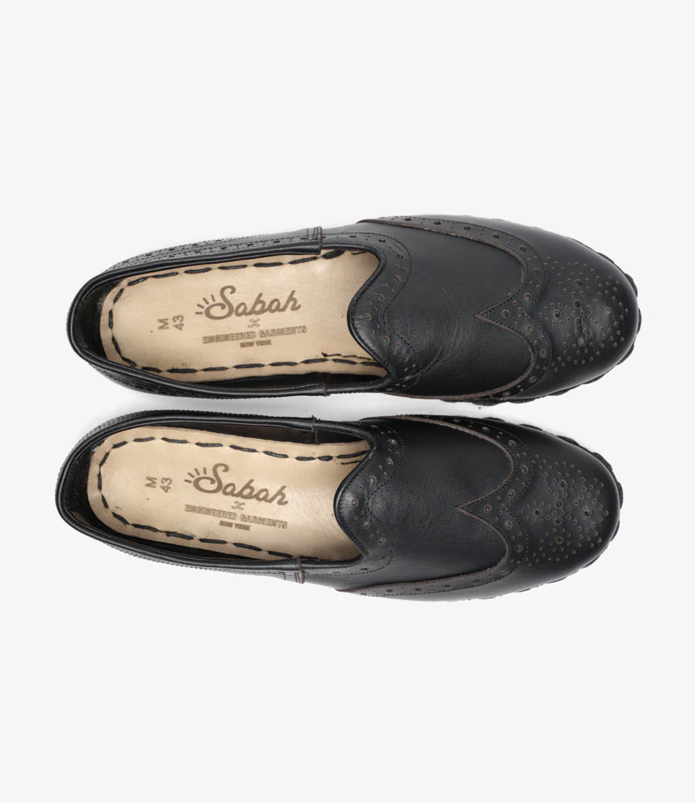 Perforated Sabah Slipper – Black Leather - Image 3