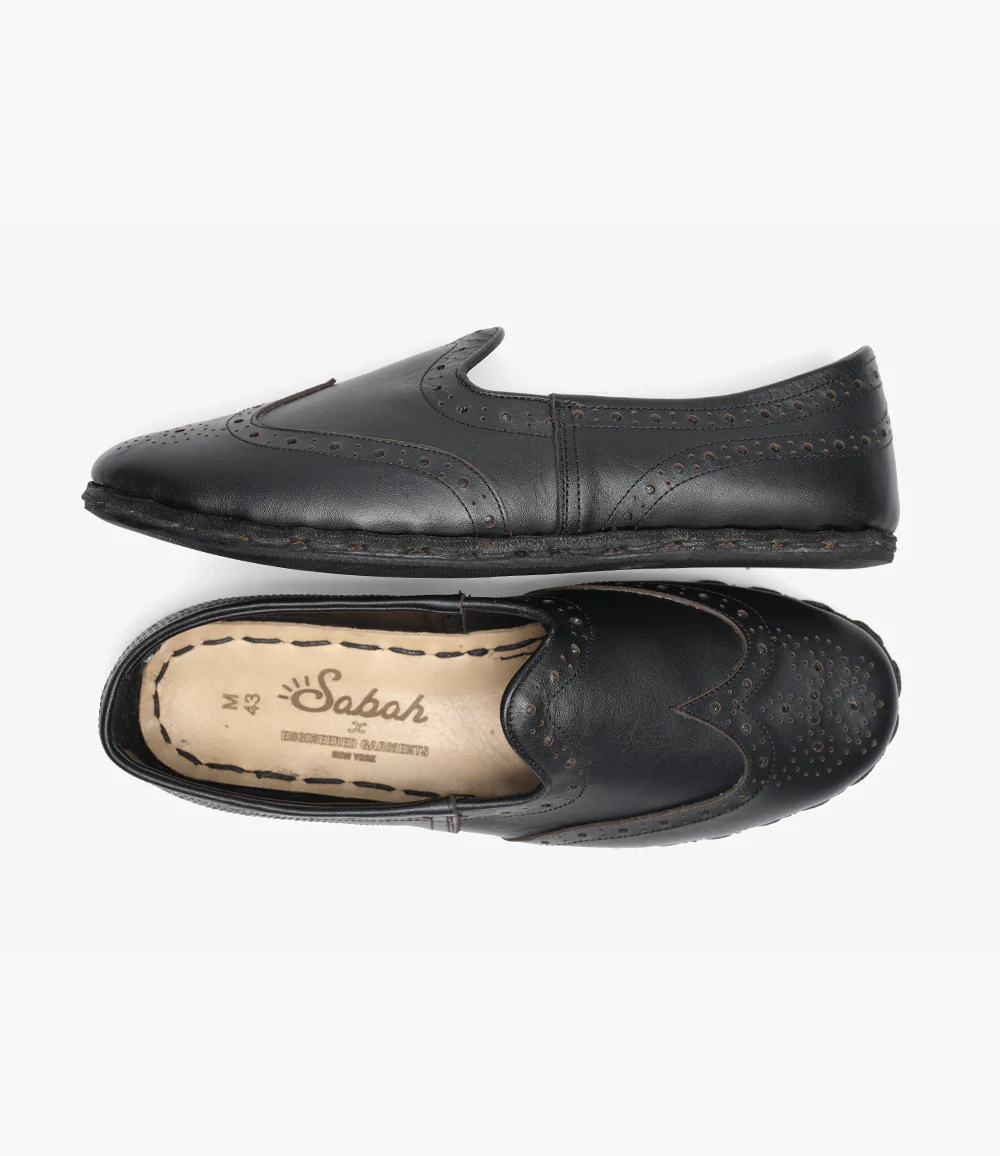 Perforated Sabah Slipper – Black Leather - Image 4