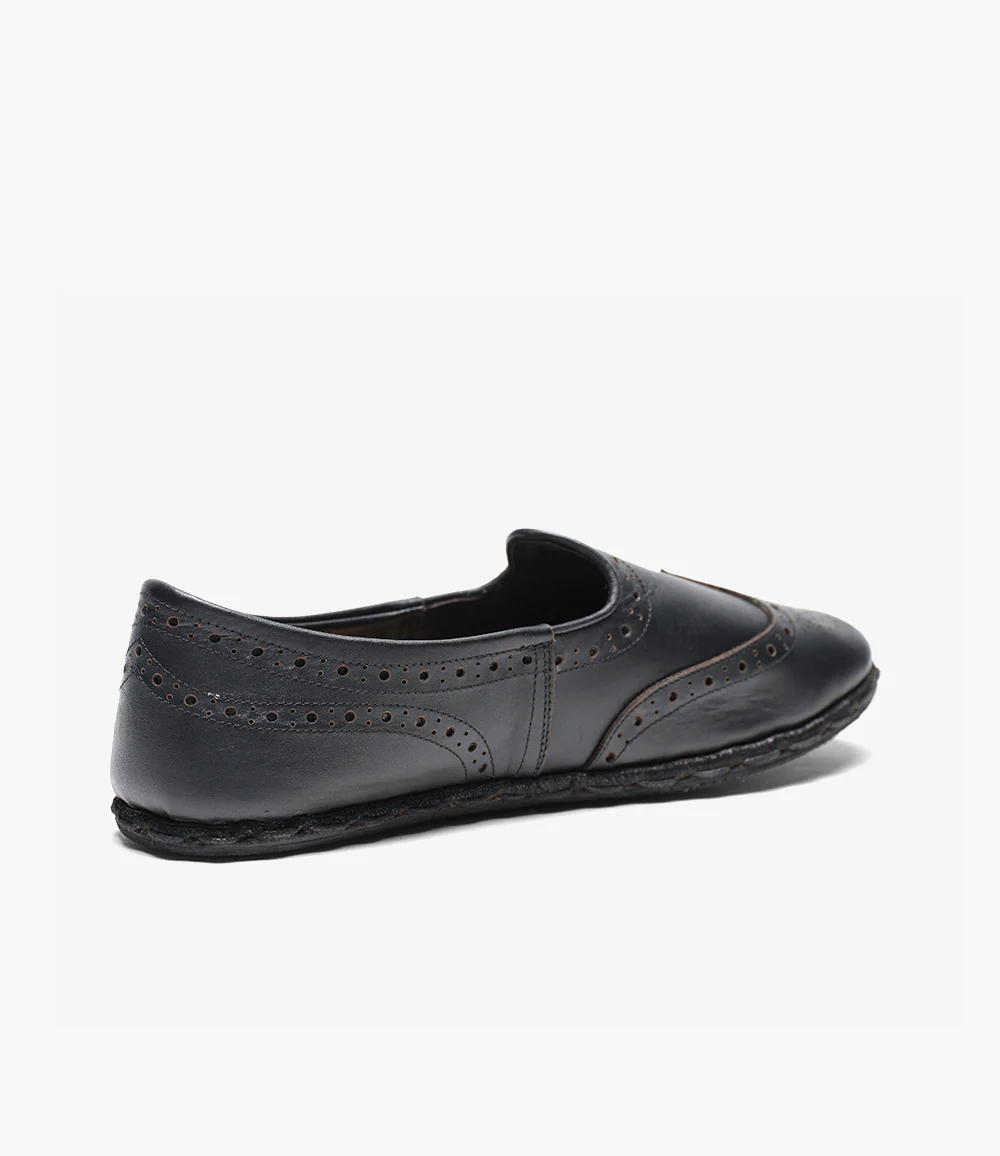 Perforated Sabah Slipper – Black Leather - Image 5