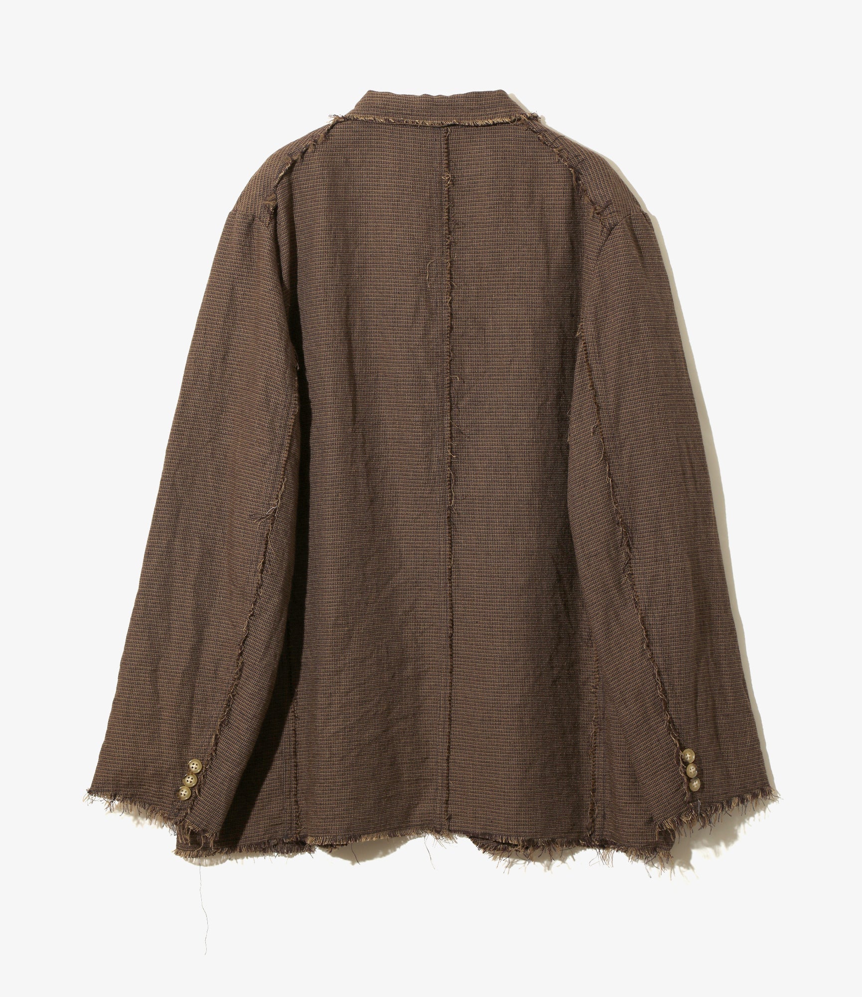 Raw Edge Jacket – Brown Houndstooth Linen/Wool Blend - Image 2