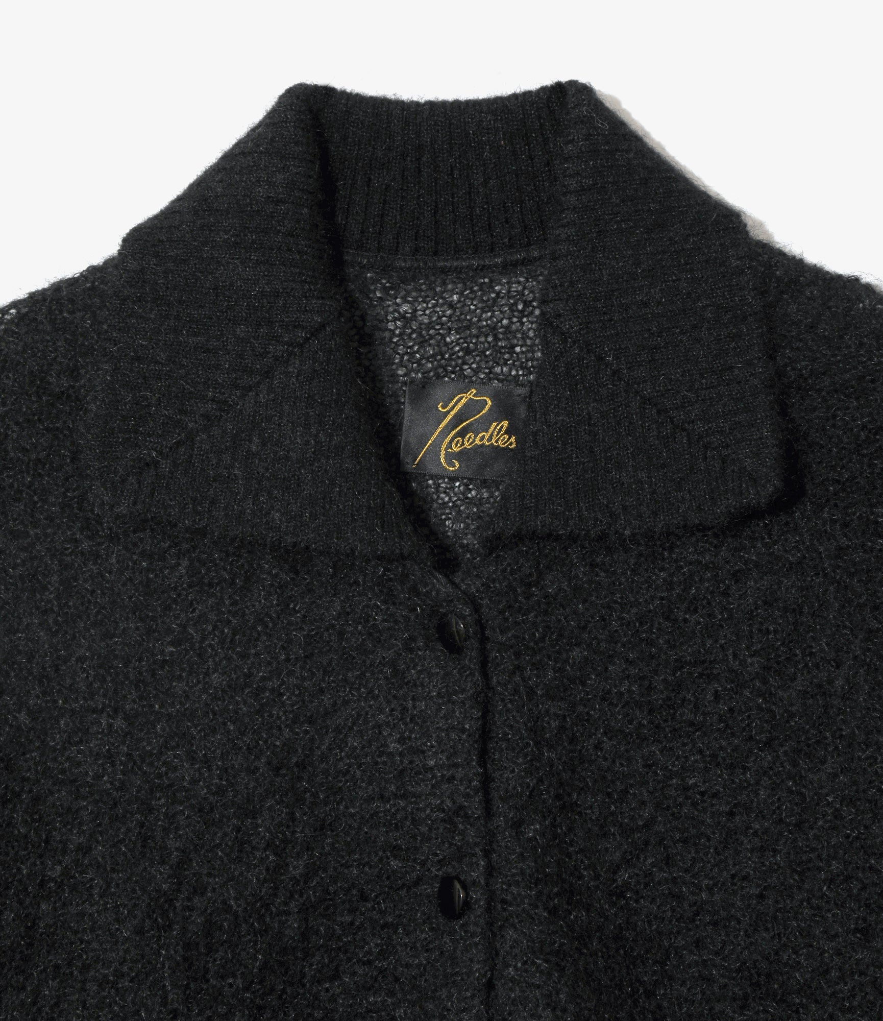 Round Collar Cardigan – Black Woven Crepe - Image 2